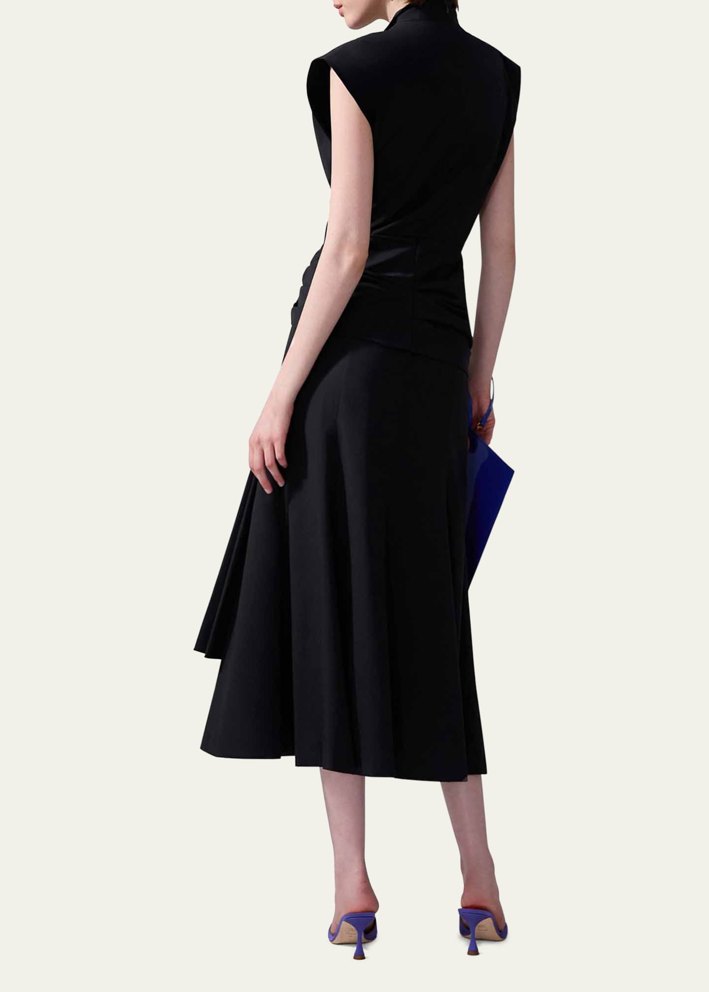 Carolina Herrera Cap-Sleeve Hip-Sash Midi Wrap Dress Image 3 of 3