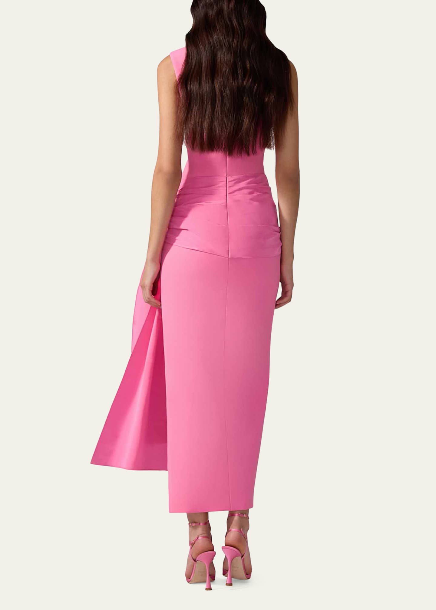 Carolina Herrera Sleeveless Hip-Sash Column Dress Image 3 of 3