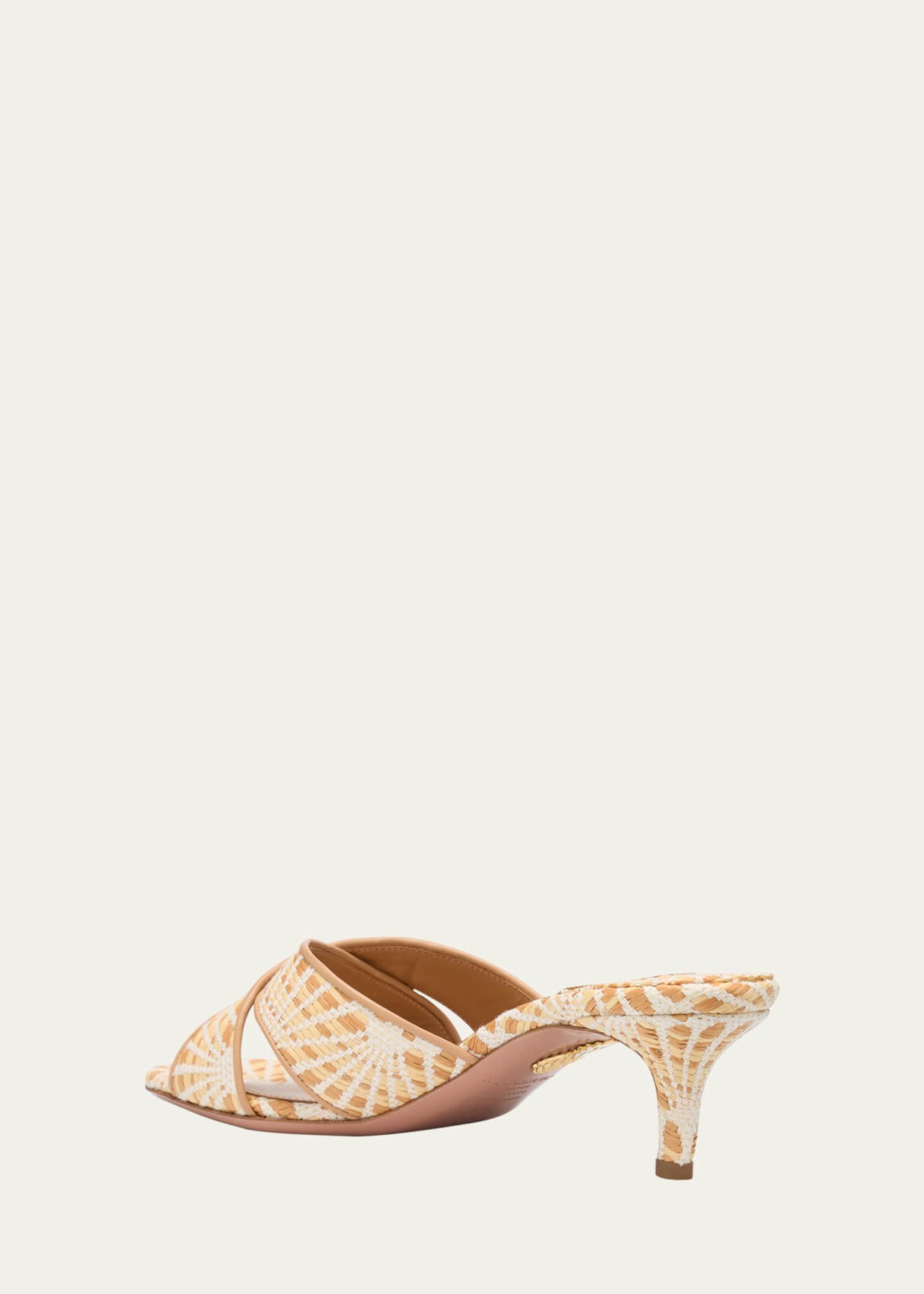 Aquazzura Bicolor Raffia Crisscross Slide Sandals Image 2 of 4