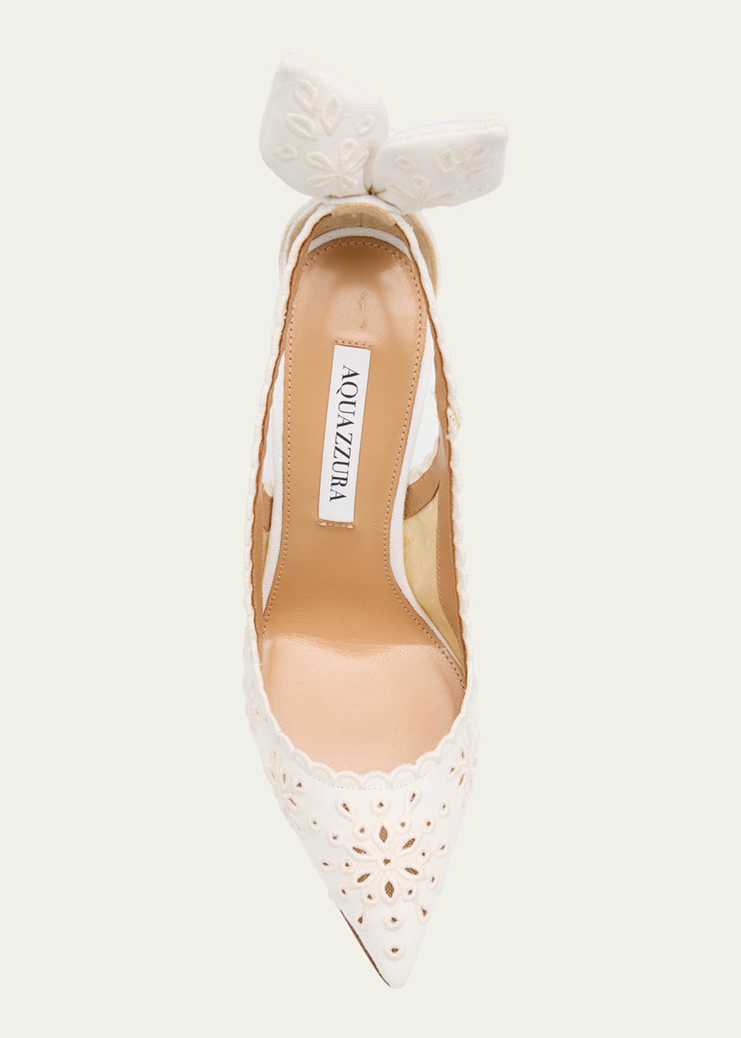 Aquazzura Cotton Eyelet Bow Tie Pumps Image 4 of 4