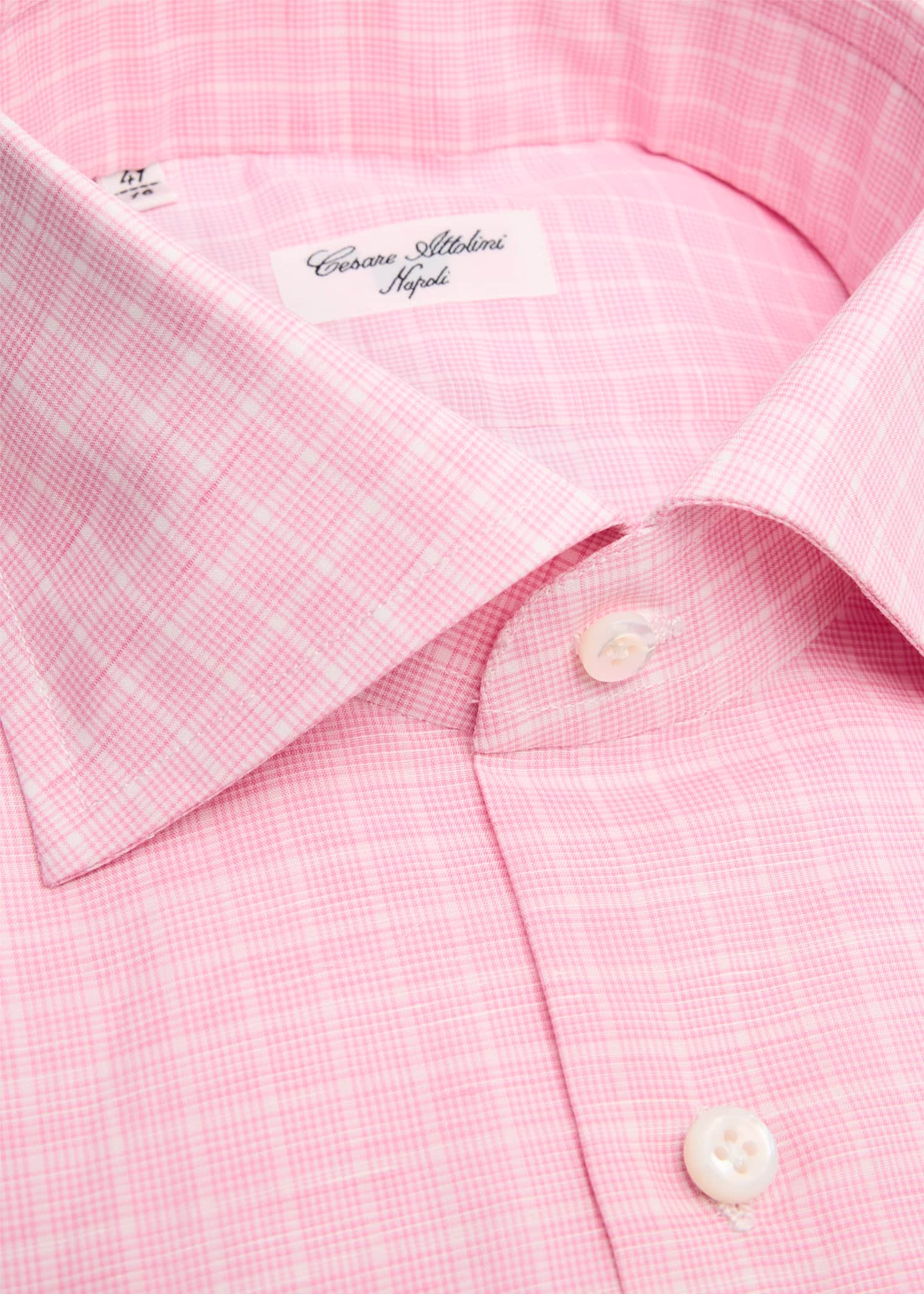 Cesare Attolini Men's Cotton and Linen Plaid Dress Shirt Image 2 of 2