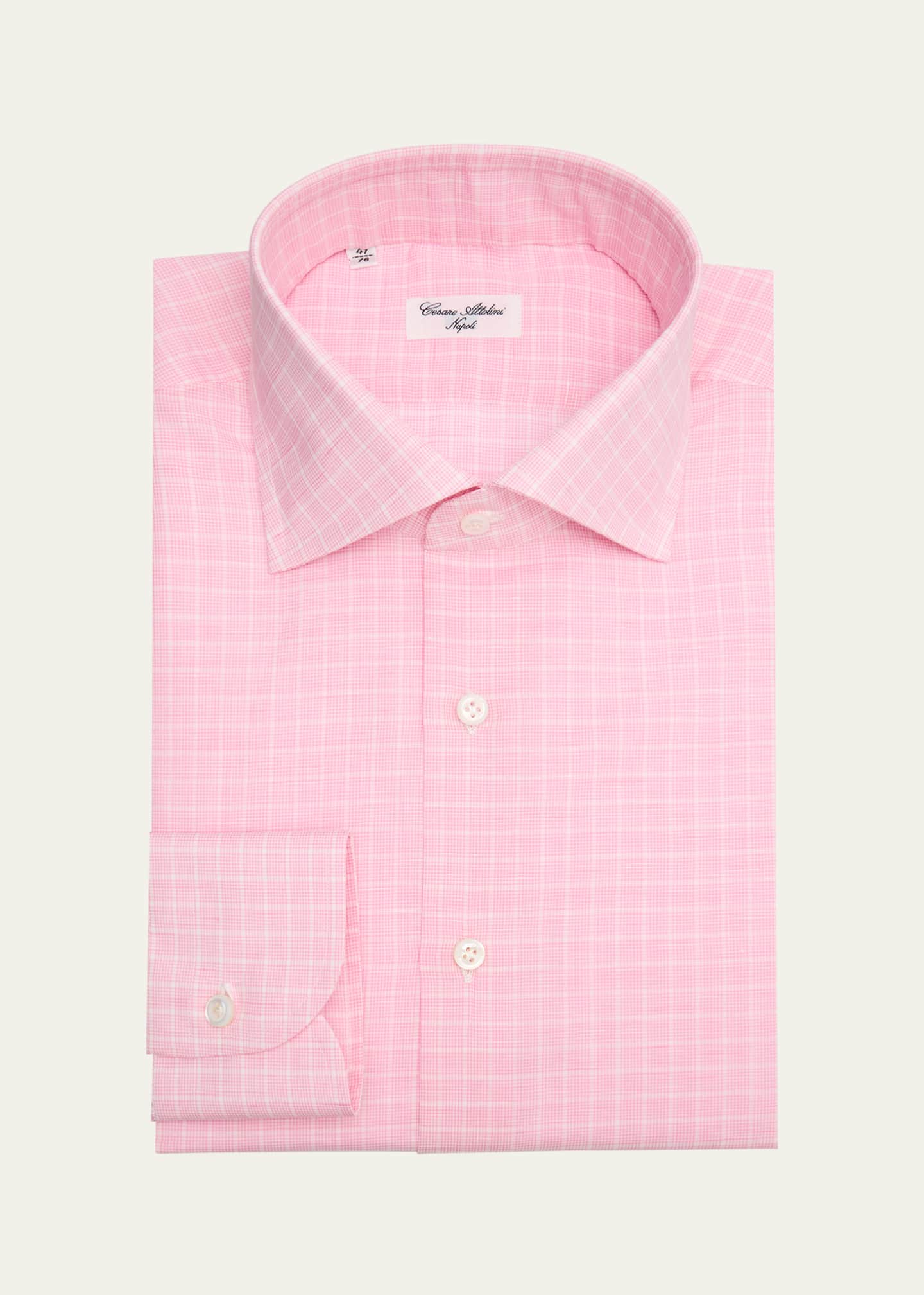 Cesare Attolini Men's Cotton and Linen Plaid Dress Shirt Image 1 of 2