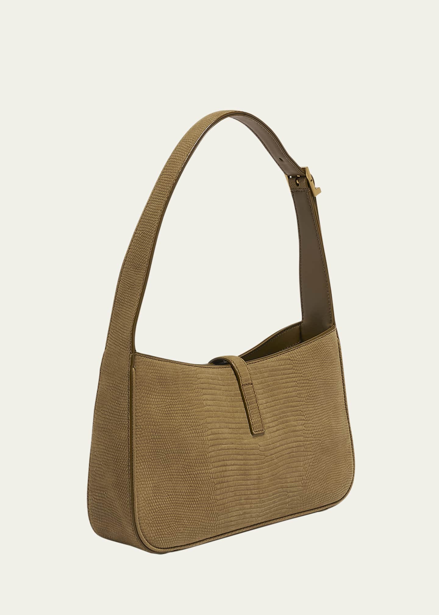 Saint Laurent Le 5 A 7 Shoulder Bag in Lizard-Effect Leather