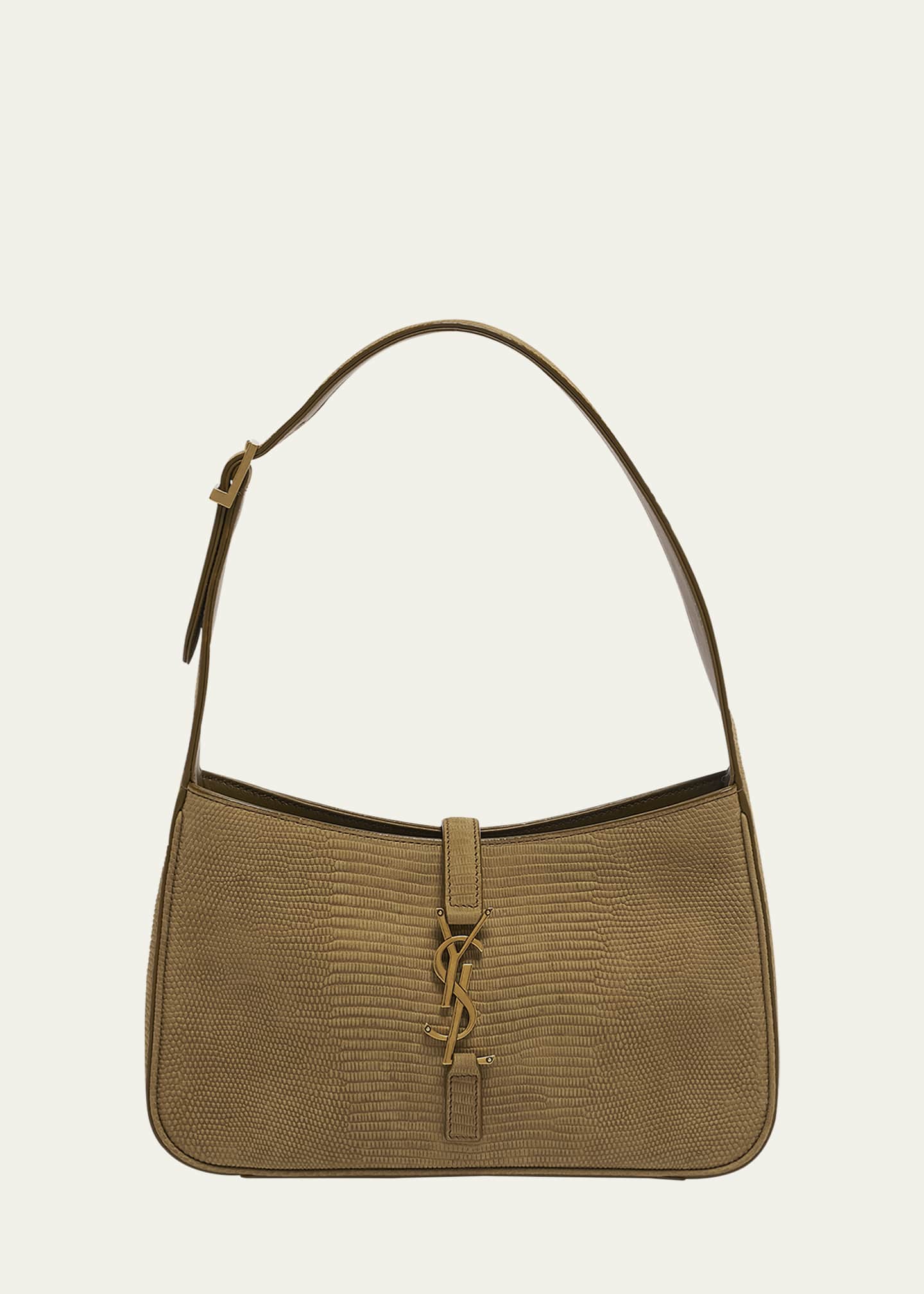 Saint Laurent Le 5 A 7 Shoulder Bag in Lizard-Effect Leather