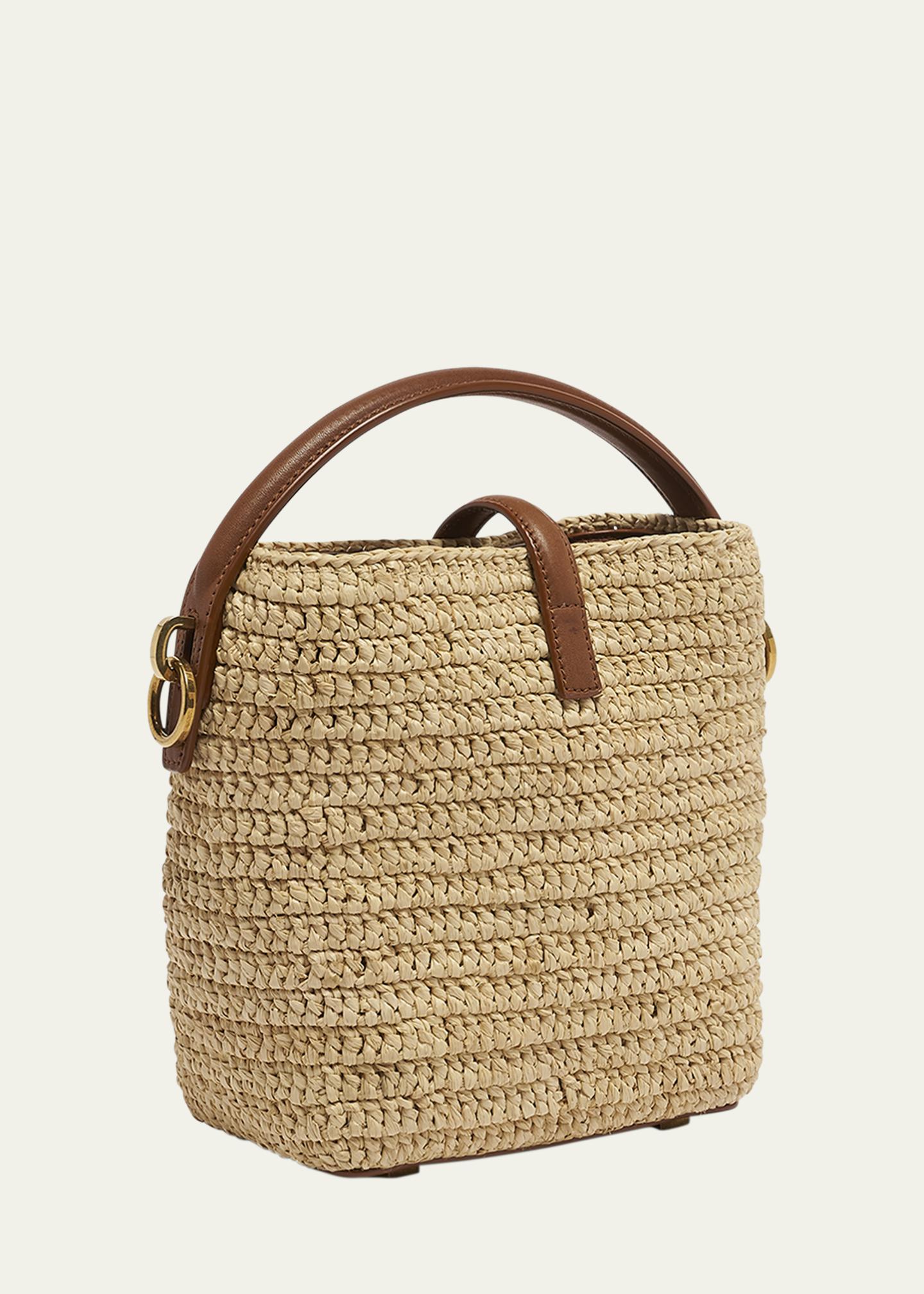 Saint Laurent Le 37 Mini YSL Bucket Bag in Raffia and Leather ...
