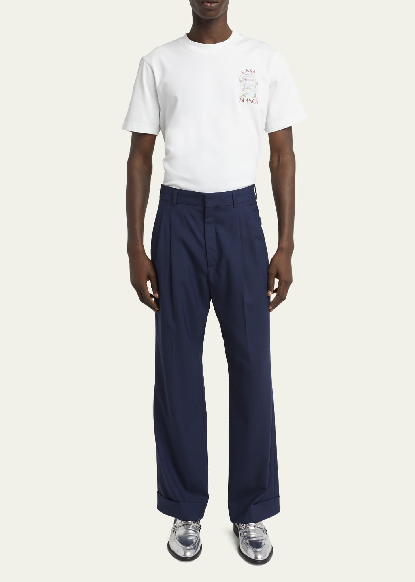 CASABLANCA Men's Wool Elastic-Waist Pleated Pants Image 2 of 5