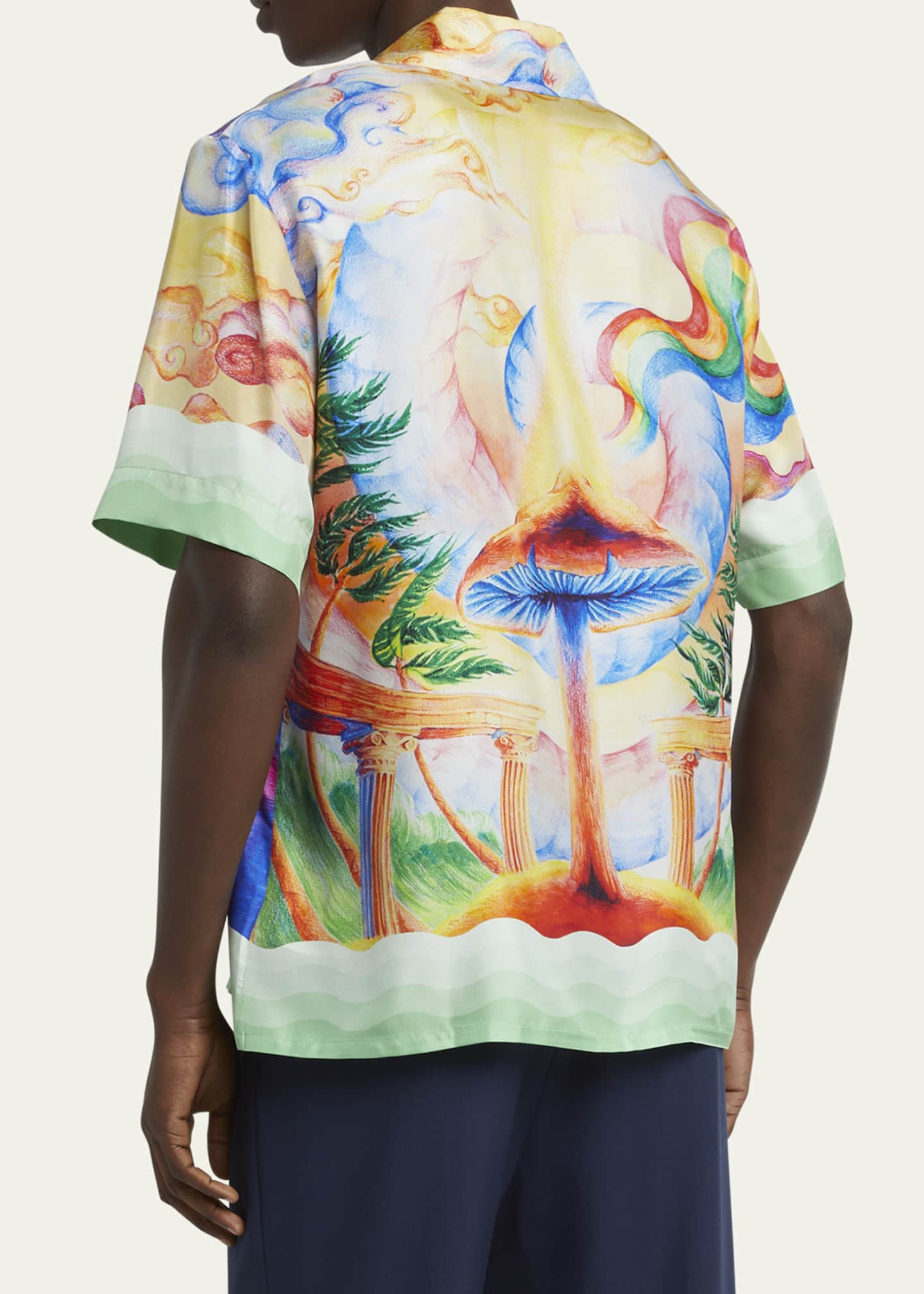 CASABLANCA Men's Silk Nature's Teacher Mushroom Camp Shirt Image 3 of 5