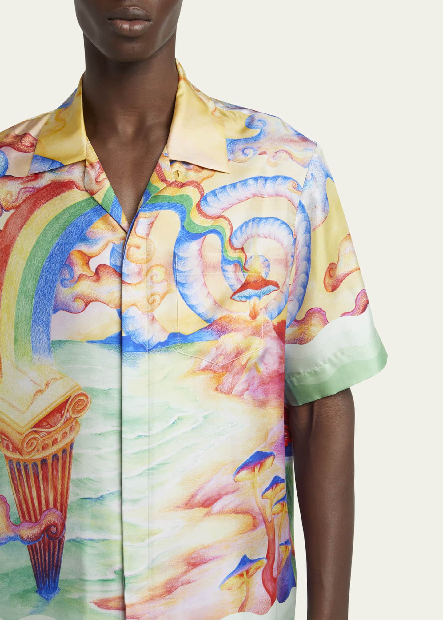 CASABLANCA Men's Silk Nature's Teacher Mushroom Camp Shirt Image 5 of 5