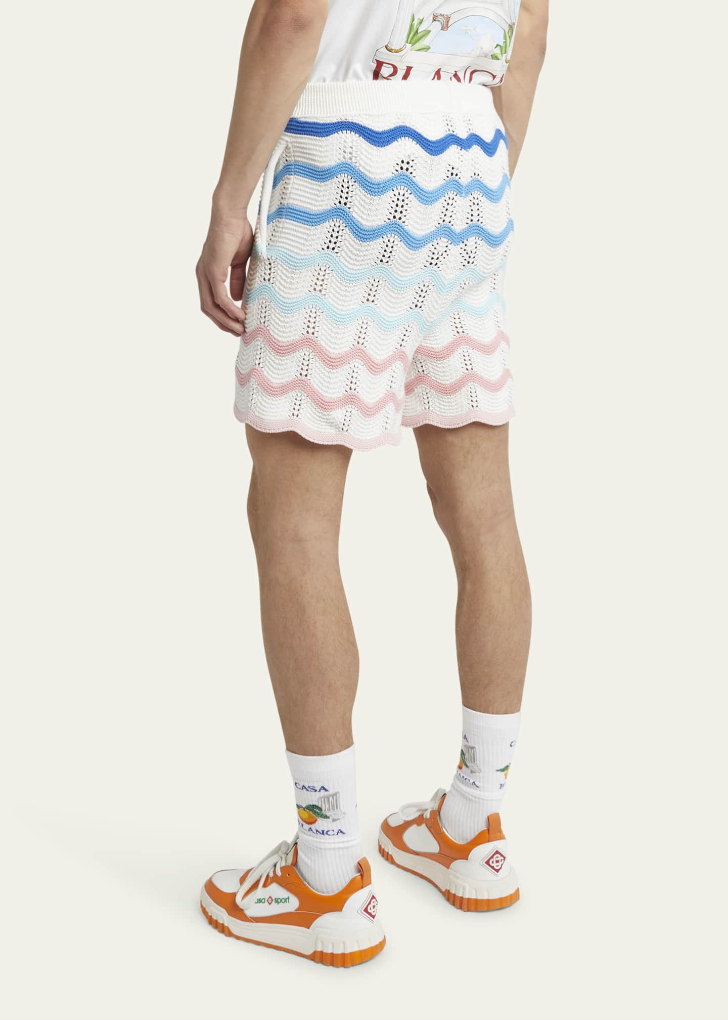 CASABLANCA Men's Crochet Wave Stripe Shorts Image 3 of 5