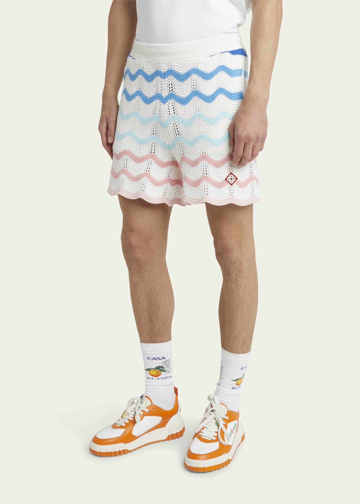 CASABLANCA Men's Crochet Wave Stripe Shorts Image 4 of 5