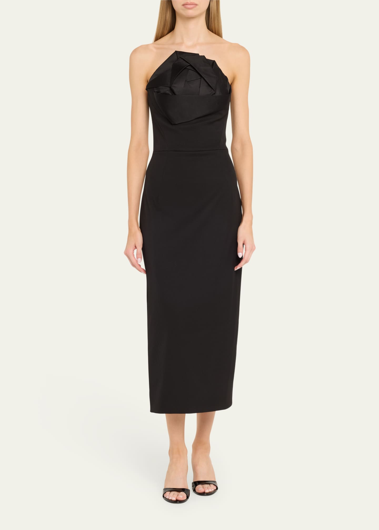 Oscar de la Renta Strapless Oversized Satin Rose Wool Gown Image 2 of 5