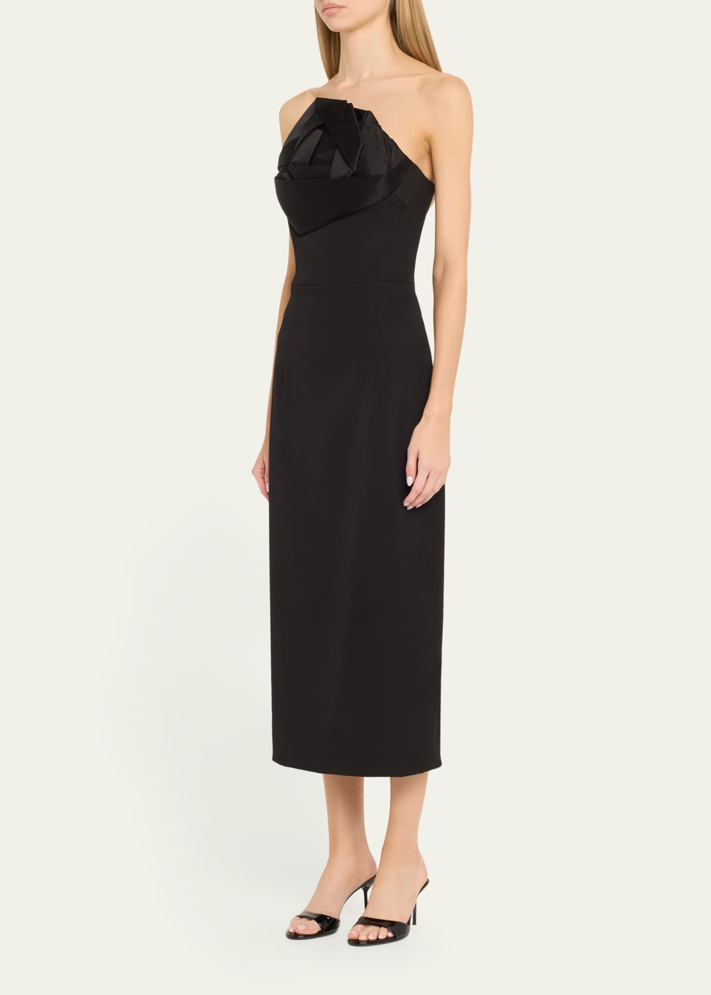 Oscar de la Renta Strapless Oversized Satin Rose Wool Gown Image 4 of 5