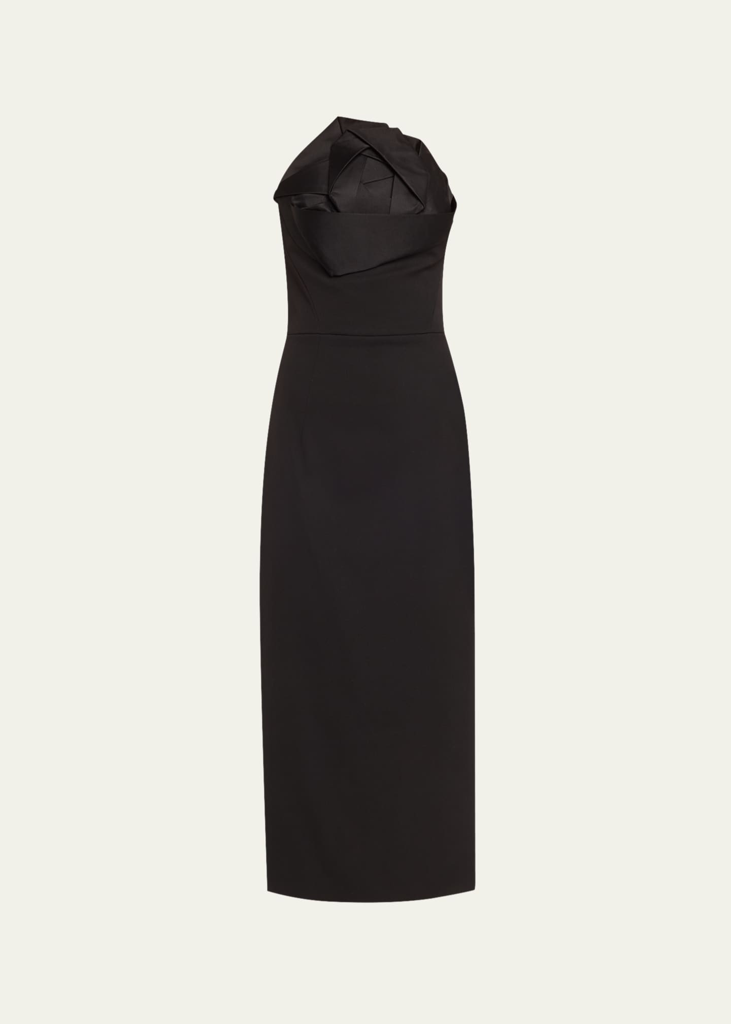 Oscar de la Renta Strapless Oversized Satin Rose Wool Gown Image 1 of 5