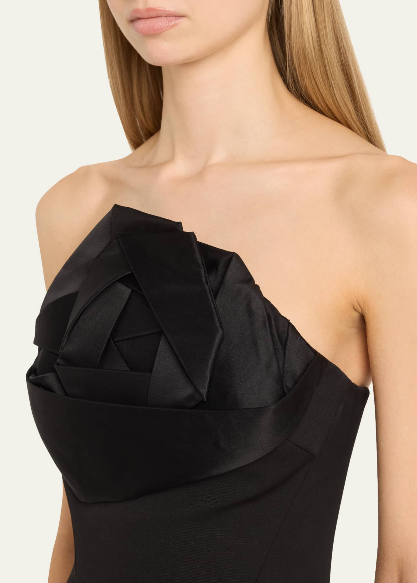 Oscar de la Renta Strapless Oversized Satin Rose Wool Gown Image 5 of 5