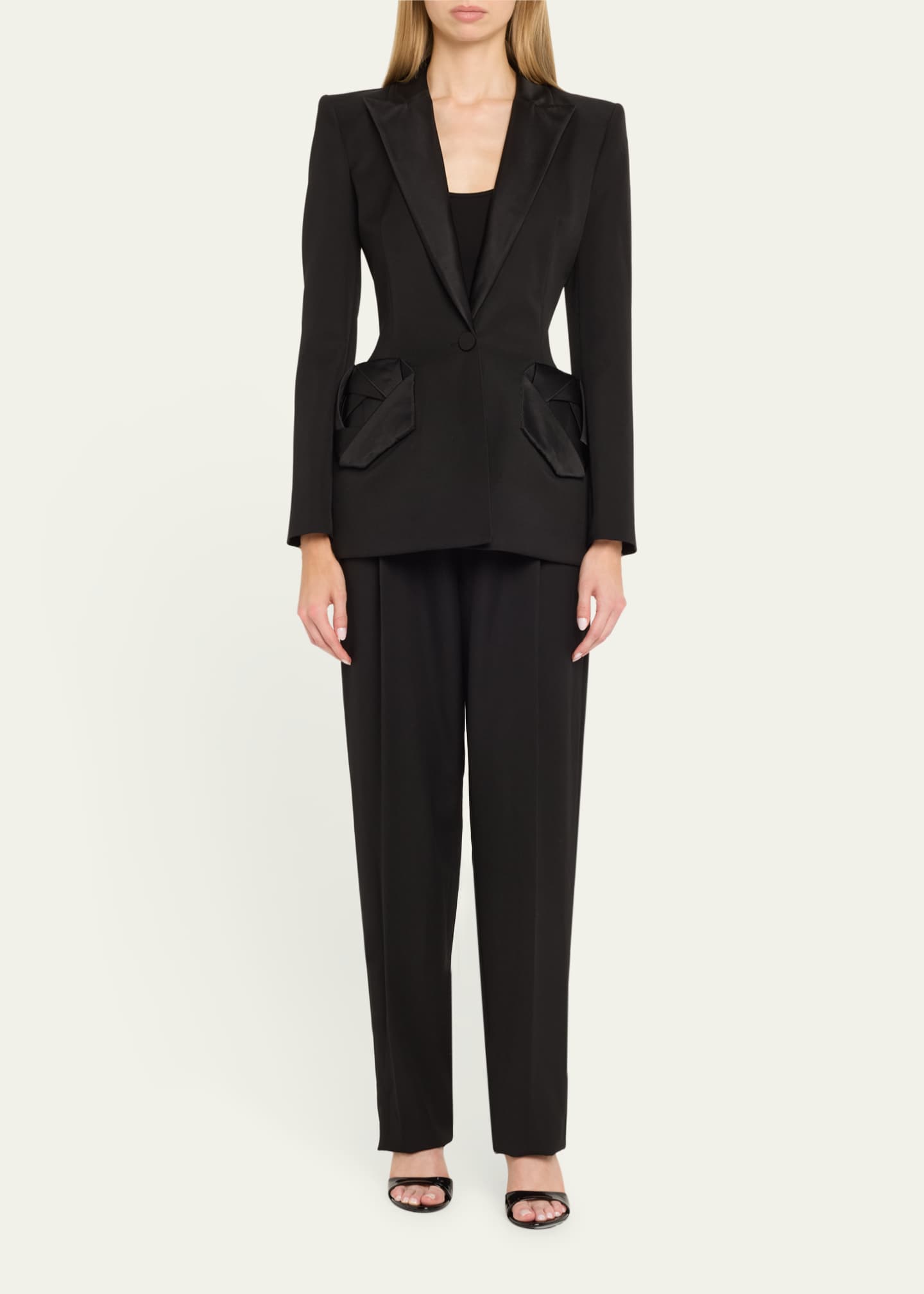 Oscar de la Renta Peplum Waist Grain De Poudre Jacket Image 2 of 5