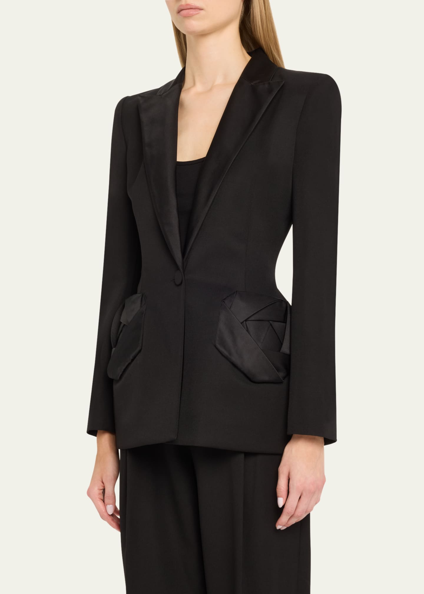 Oscar de la Renta Peplum Waist Grain De Poudre Jacket Image 4 of 5