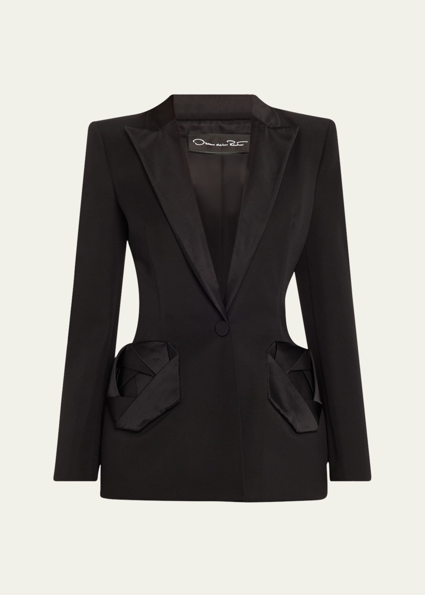 Oscar de la Renta Peplum Waist Grain De Poudre Jacket Image 1 of 5