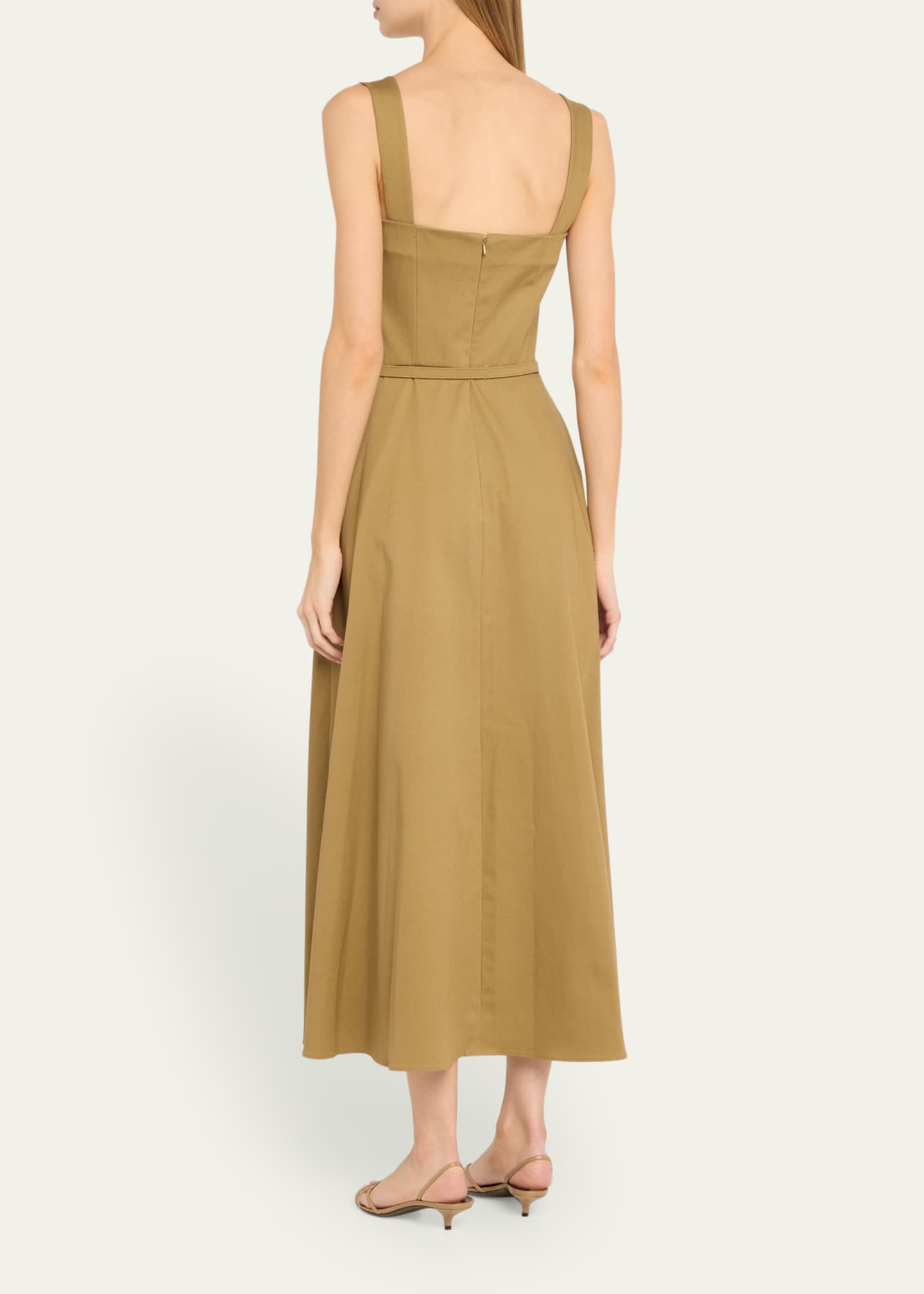 Oscar de la Renta Painted Roses Full Skirt Cotton Twill Dress Image 3 of 5
