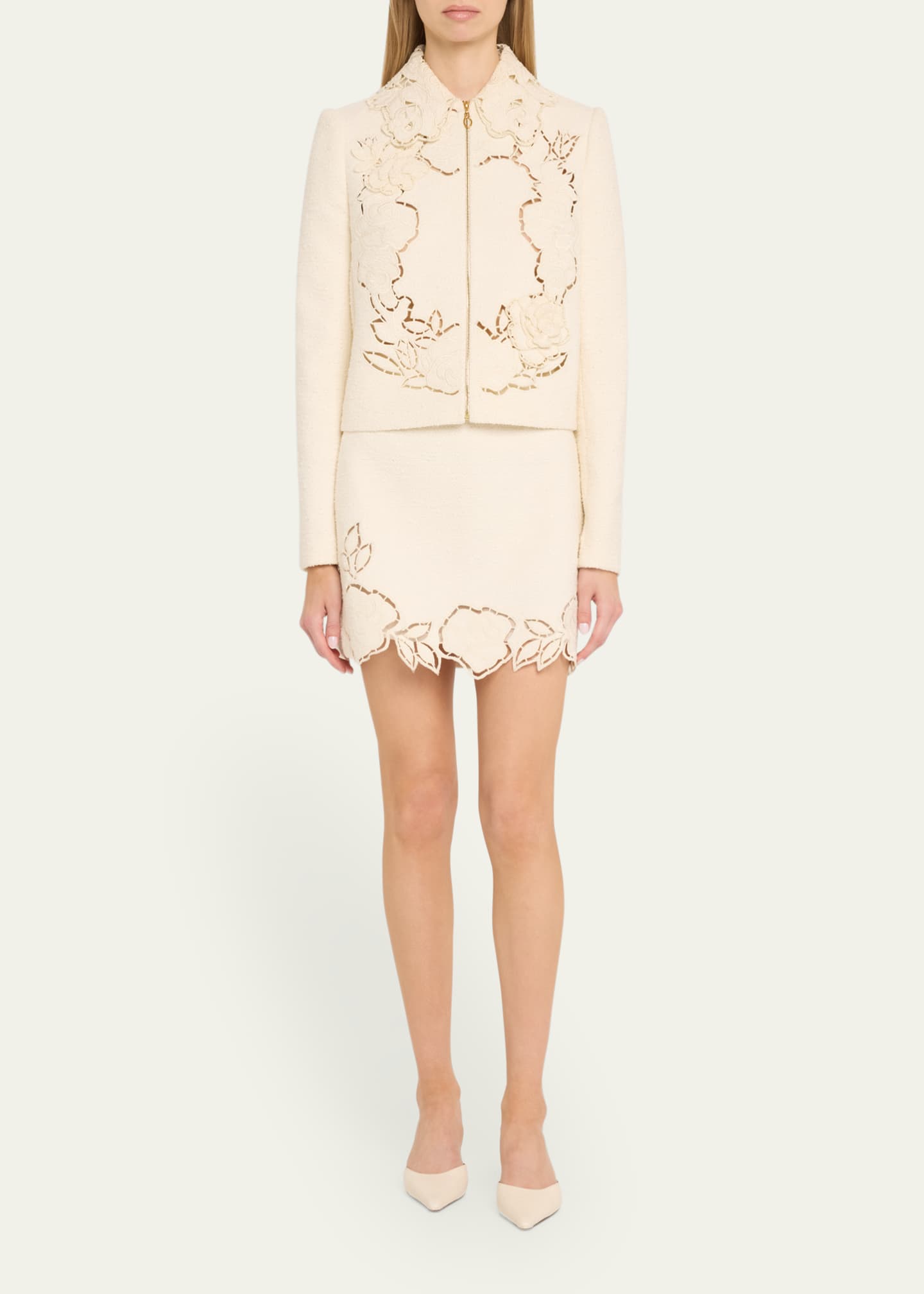 Oscar de la Renta Rose Ladder Stitch Tweed Mini Skirt Image 2 of 5