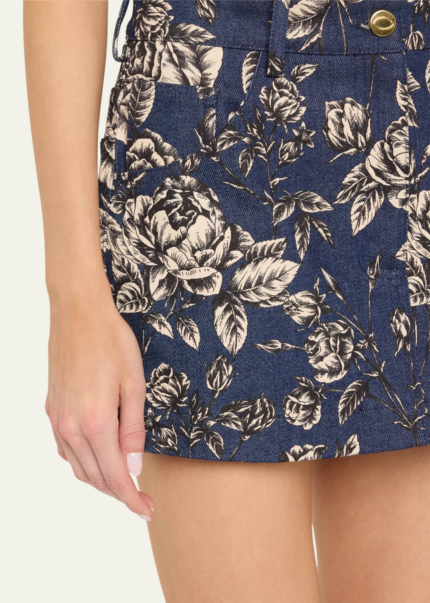 Oscar de la Renta Rose Stretch Denim Mini Skirt Image 5 of 5