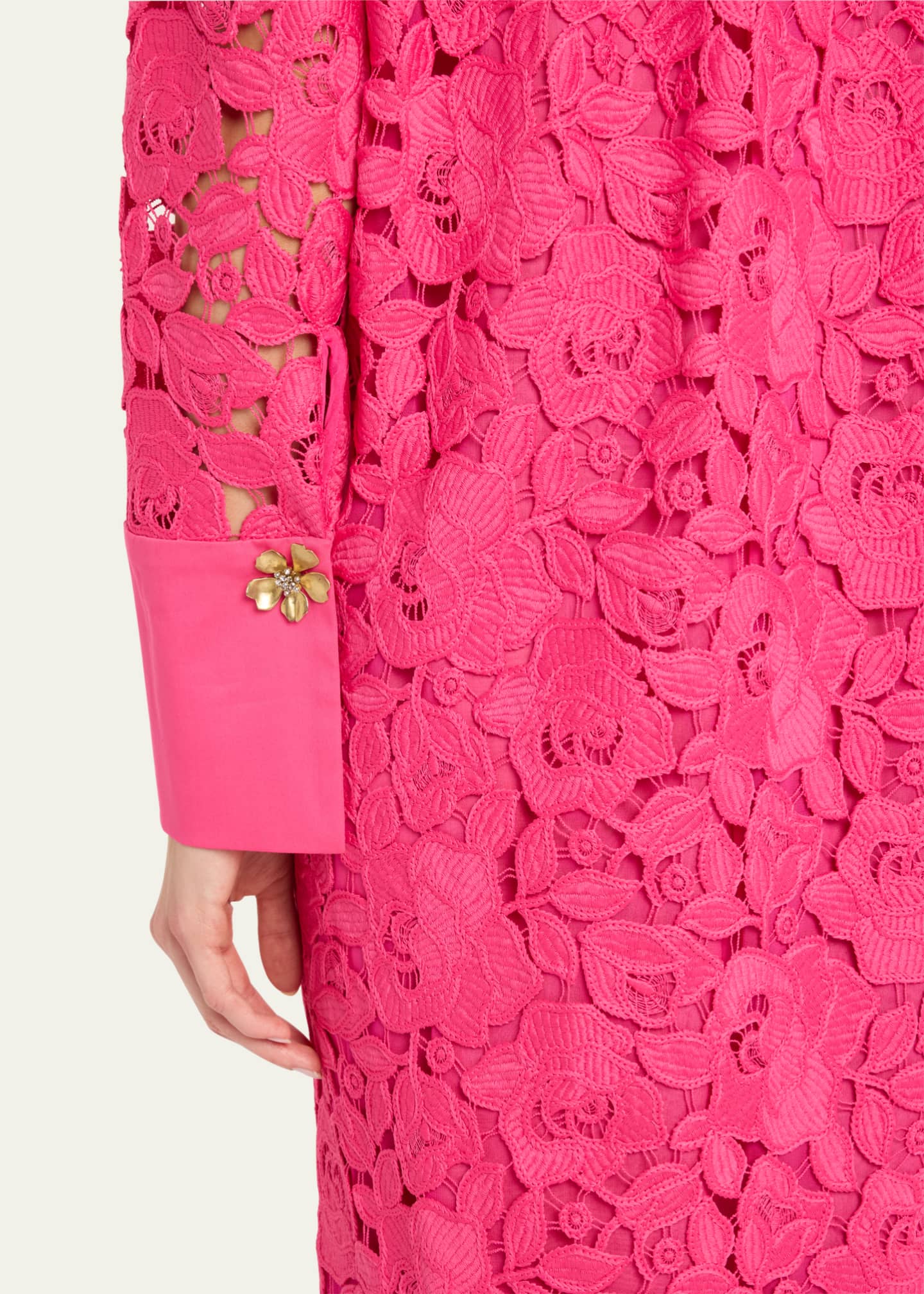 Roses Guipure Poplin Caftan - Thumbnail 5