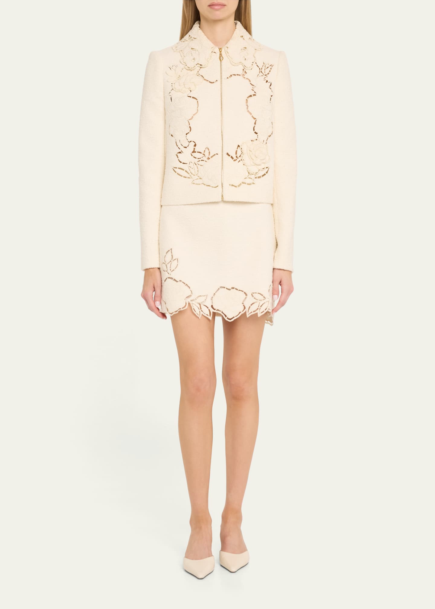 Oscar de la Renta Rose Ladder Stitch Tweed Jacket Image 2 of 5