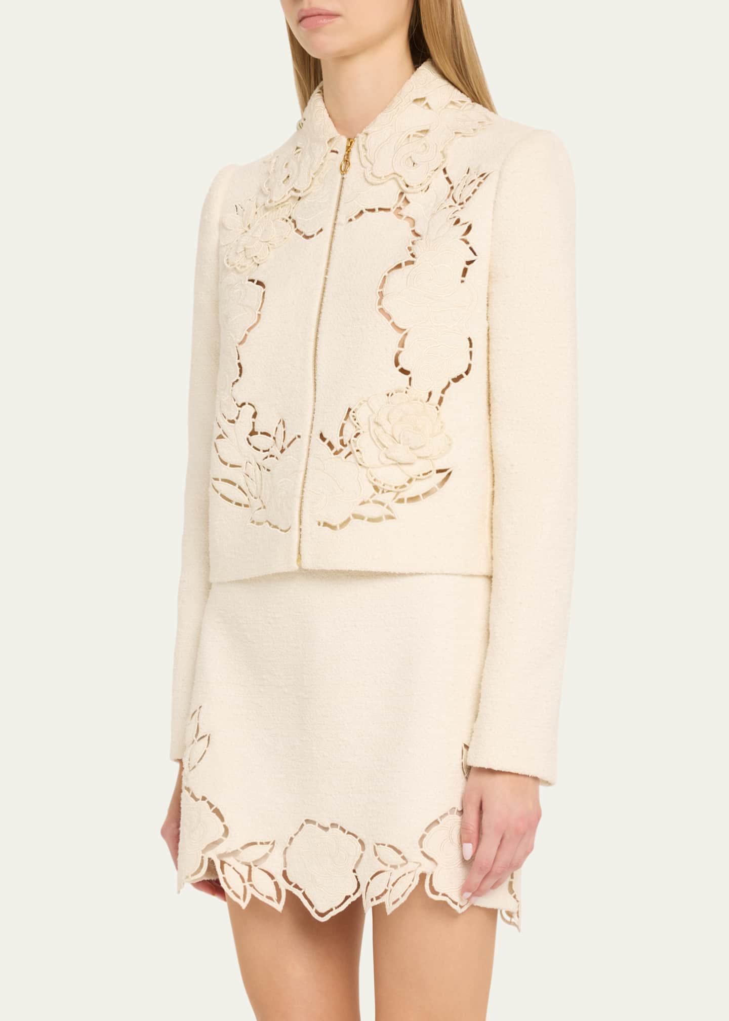 Oscar de la Renta Rose Ladder Stitch Tweed Jacket Image 4 of 5