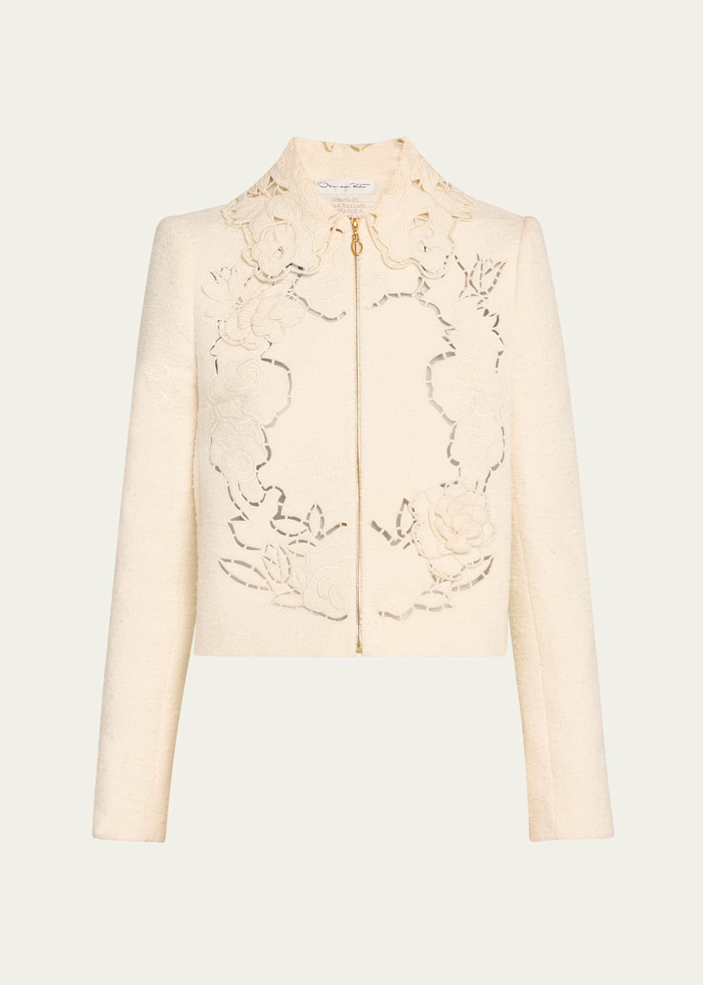 Oscar de la Renta Rose Ladder Stitch Tweed Jacket Image 1 of 5