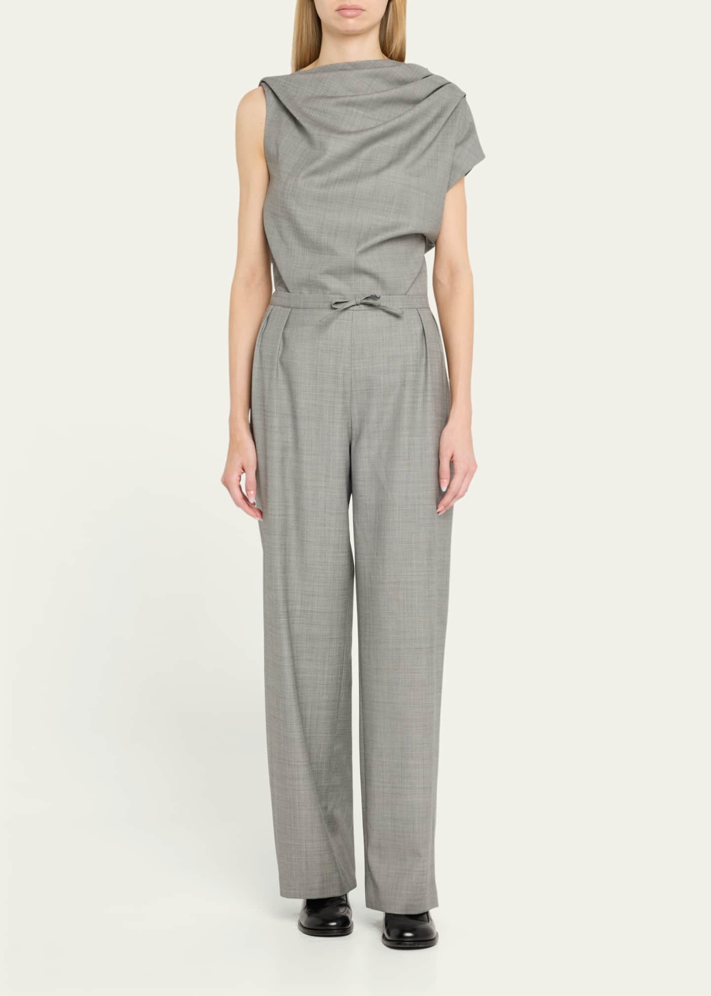 Loulou Studio Cove Pleated Elastic Waistband Wool Pants Image 2 of 5