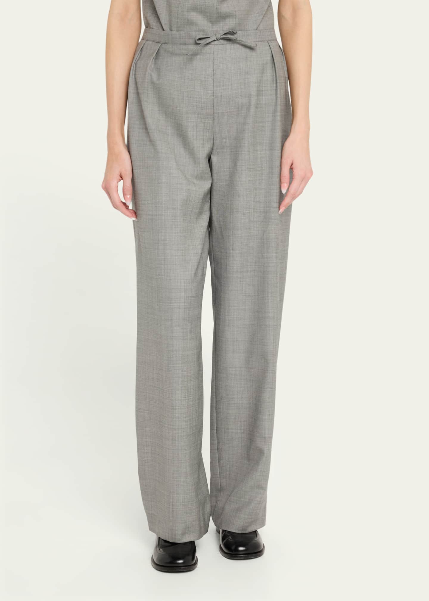 Loulou Studio Cove Pleated Elastic Waistband Wool Pants Image 4 of 5