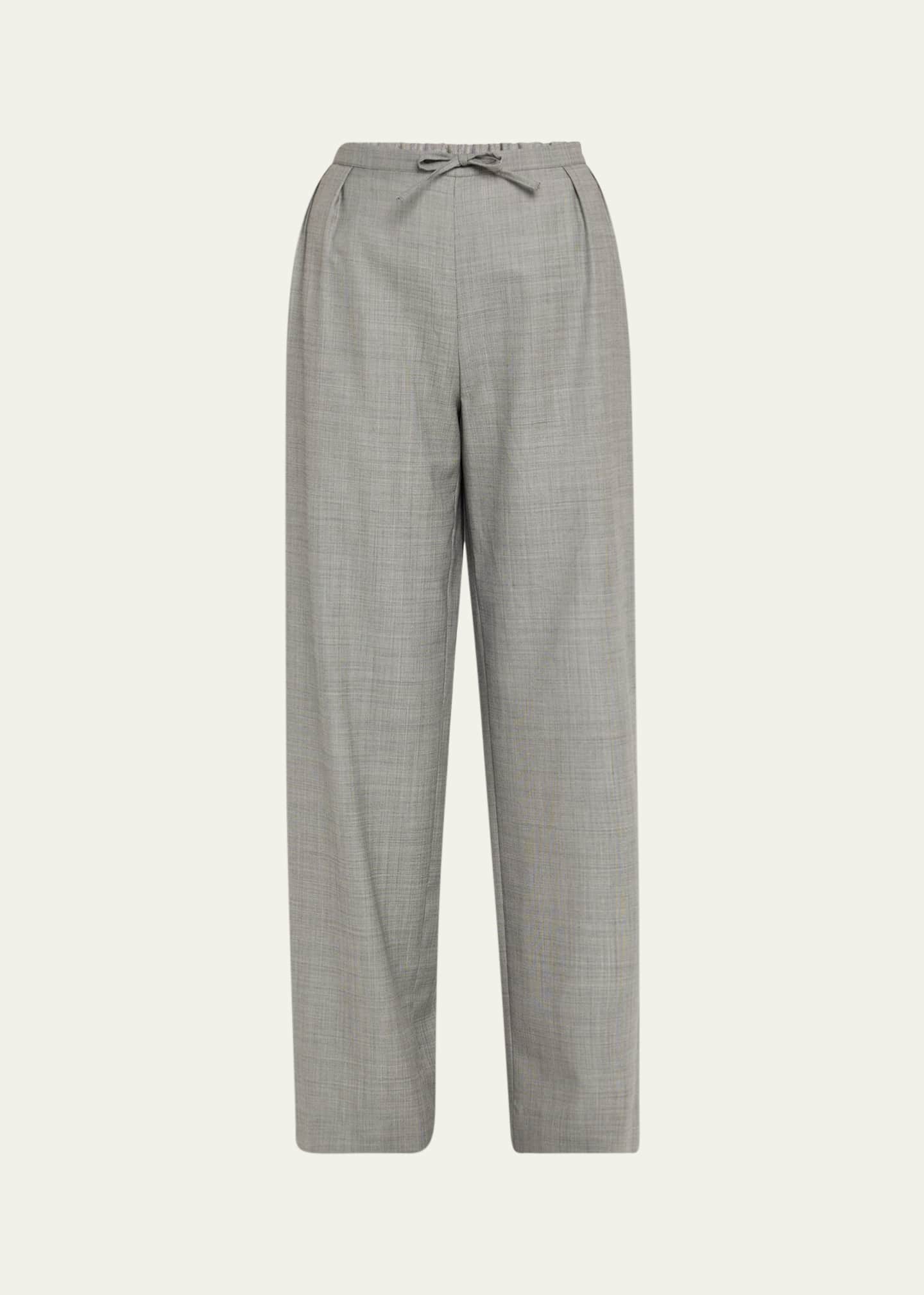 Loulou Studio Cove Pleated Elastic Waistband Wool Pants Image 1 of 5