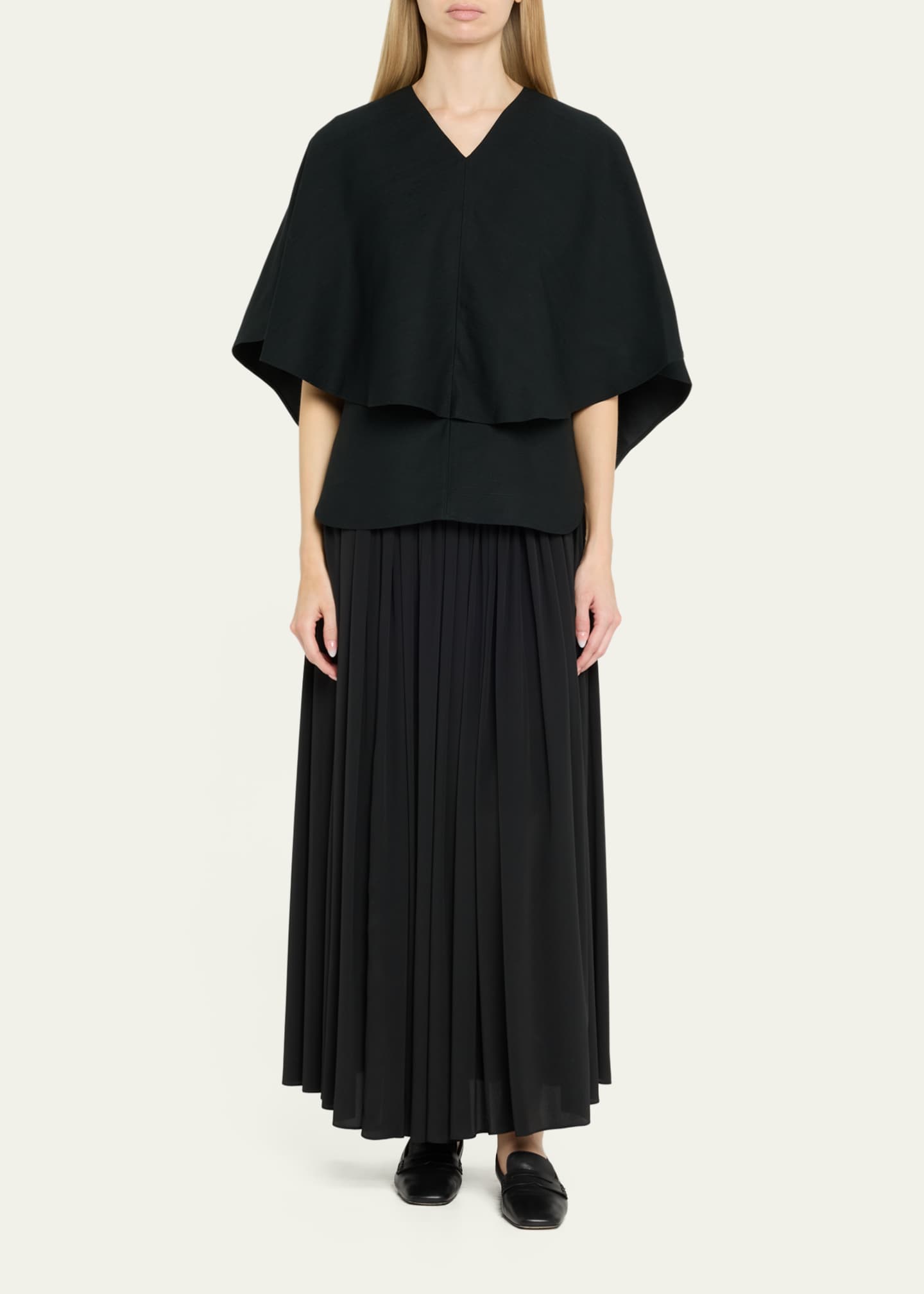 Loulou Studio Arona V-Neck Cape Blouse Image 2 of 5