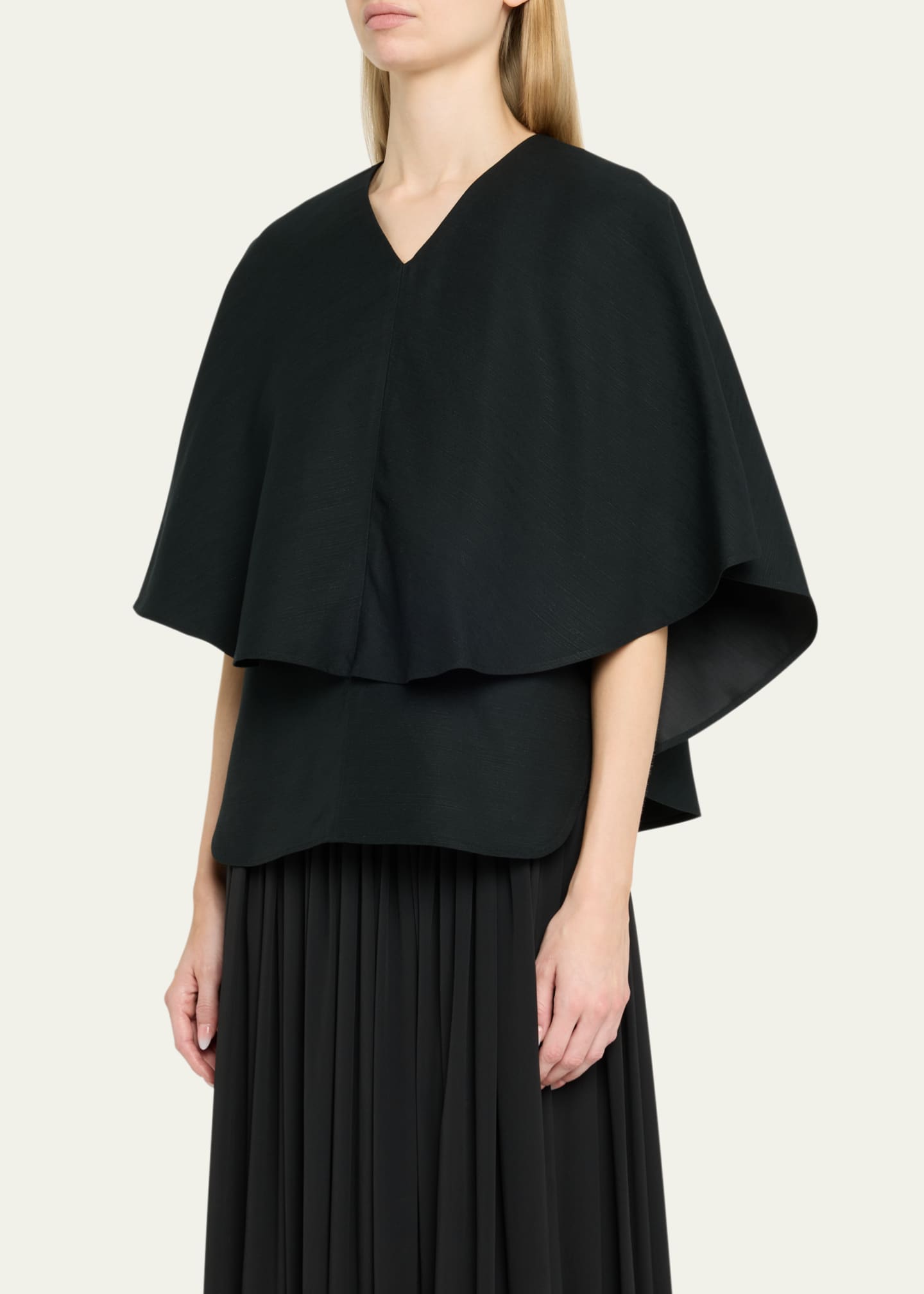 Loulou Studio Arona V-Neck Cape Blouse Image 4 of 5
