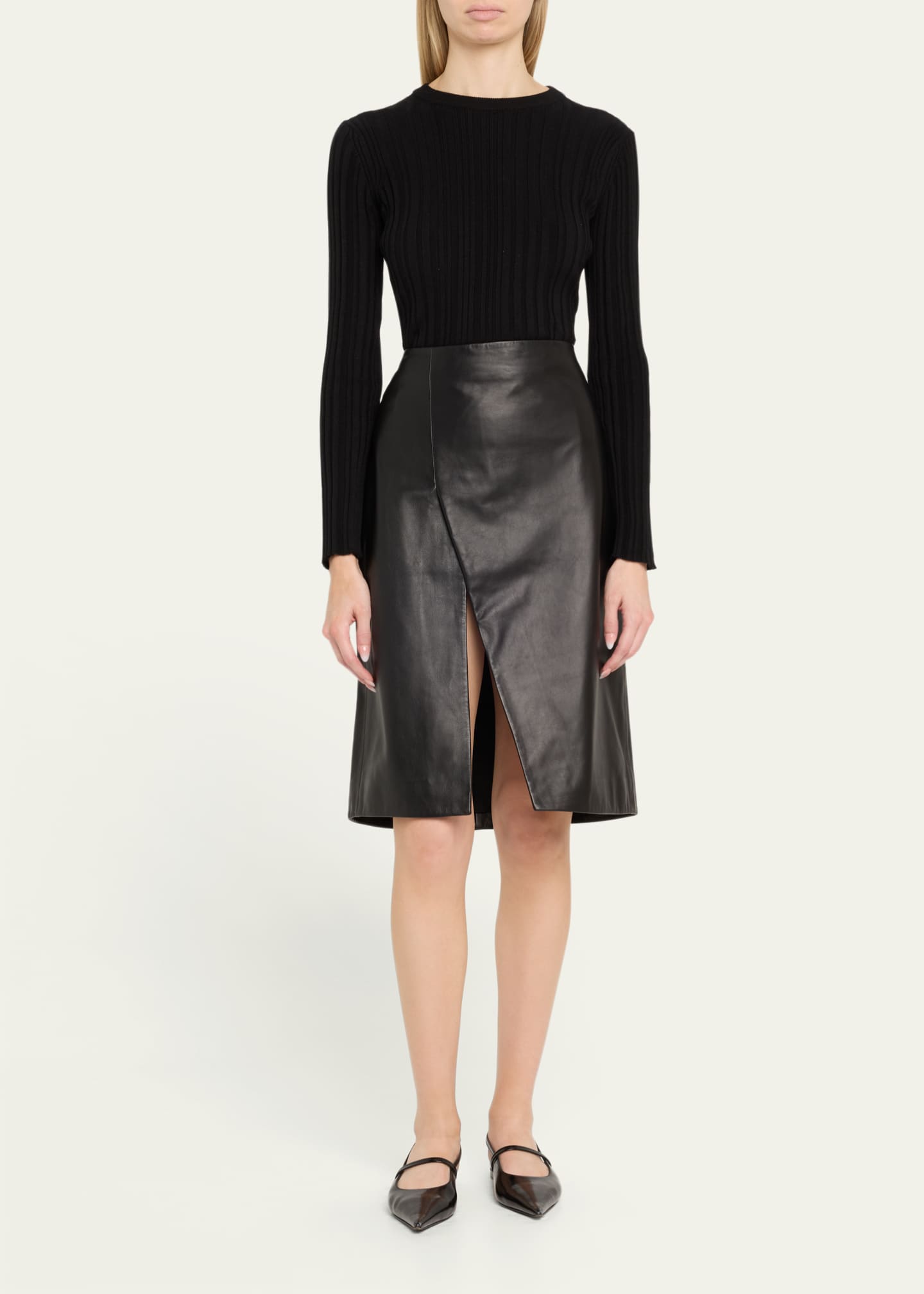 Loulou Studio Ekare Slit Leather Pencil Skirt Image 2 of 5