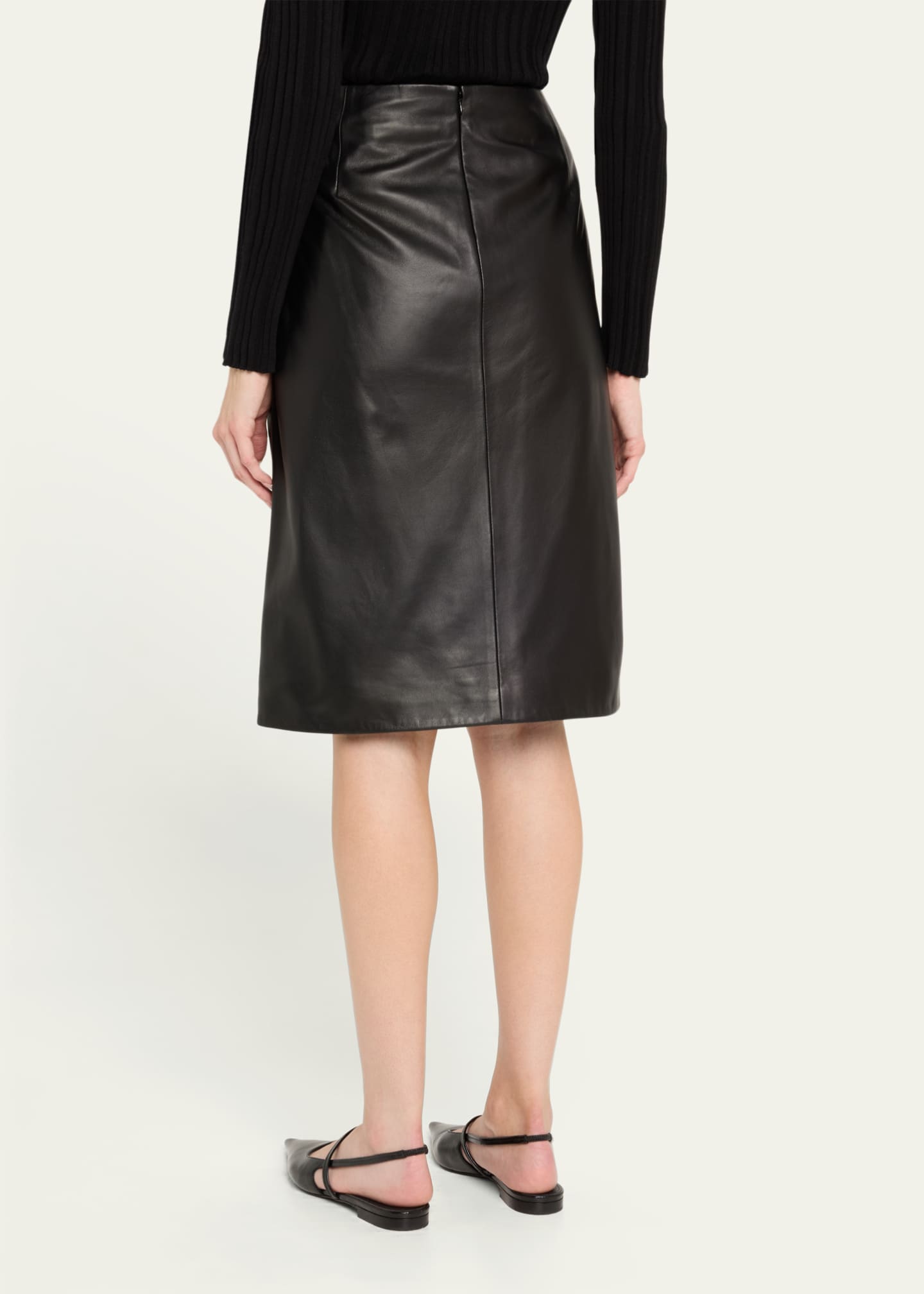 Loulou Studio Ekare Slit Leather Pencil Skirt Image 3 of 5