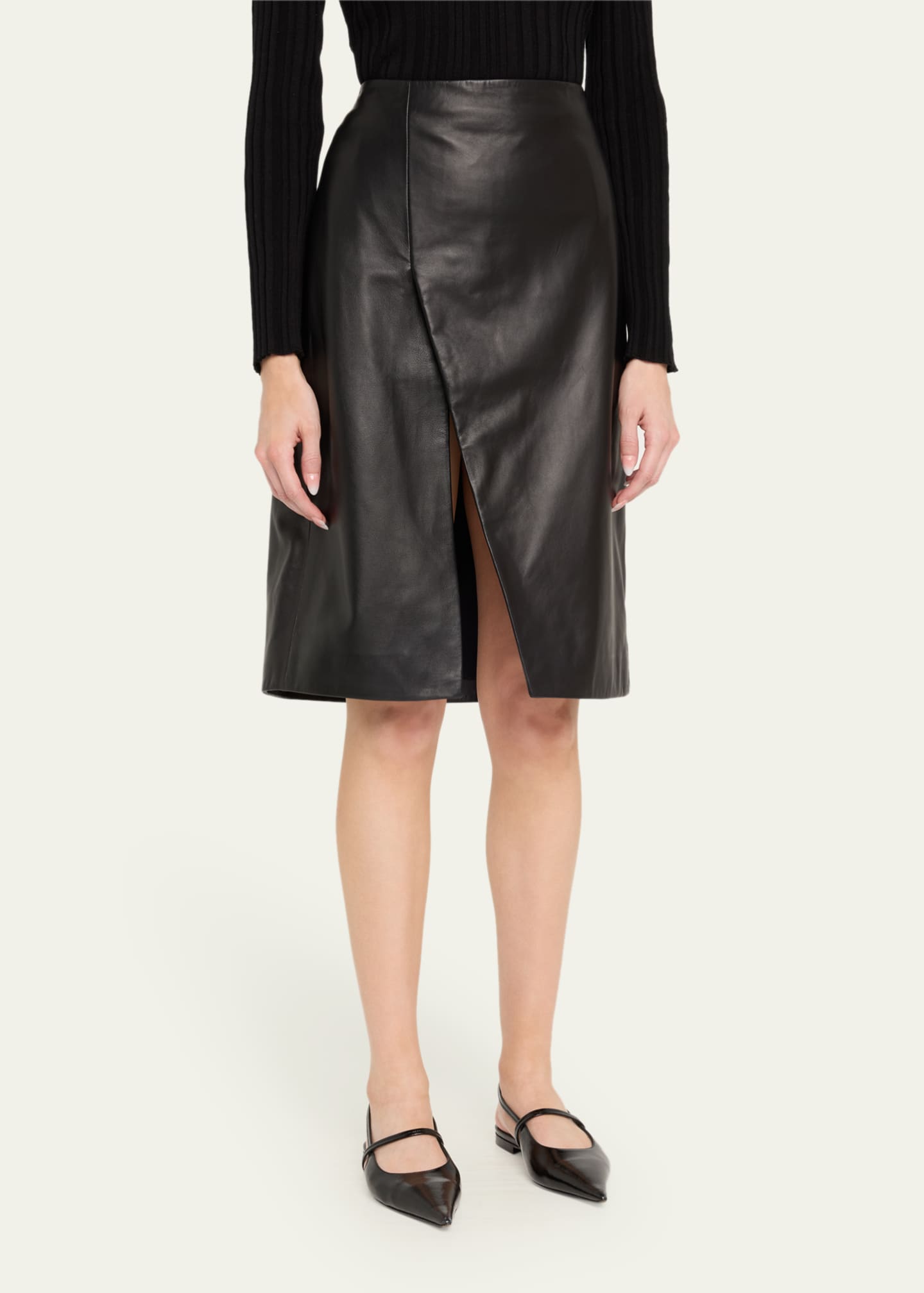 Loulou Studio Ekare Slit Leather Pencil Skirt Image 4 of 5