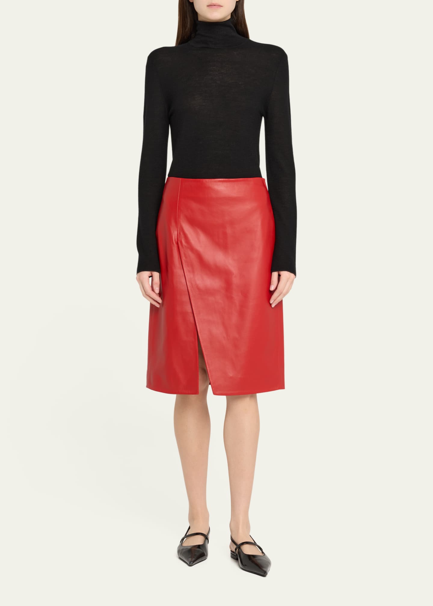 Loulou Studio Ekare Slit Leather Pencil Skirt Image 2 of 5