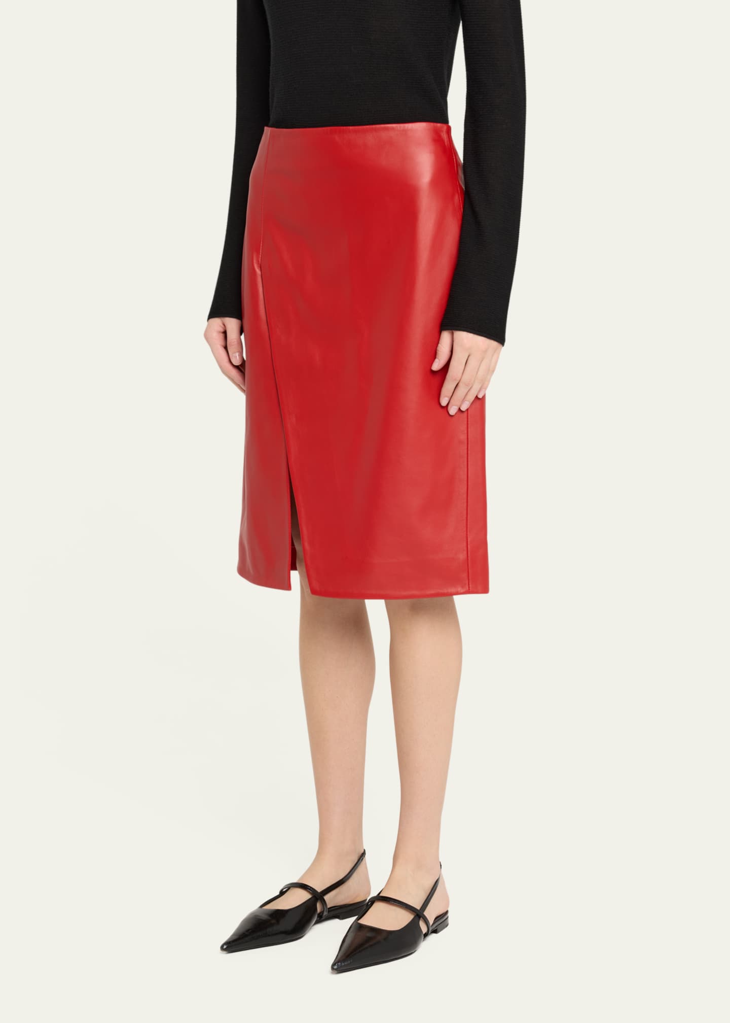 Loulou Studio Ekare Slit Leather Pencil Skirt Image 4 of 5