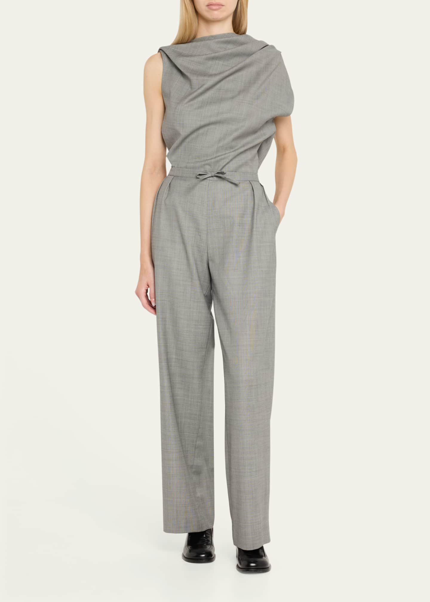 Loulou Studio Lyra Draped Wool Blouse Image 2 of 5