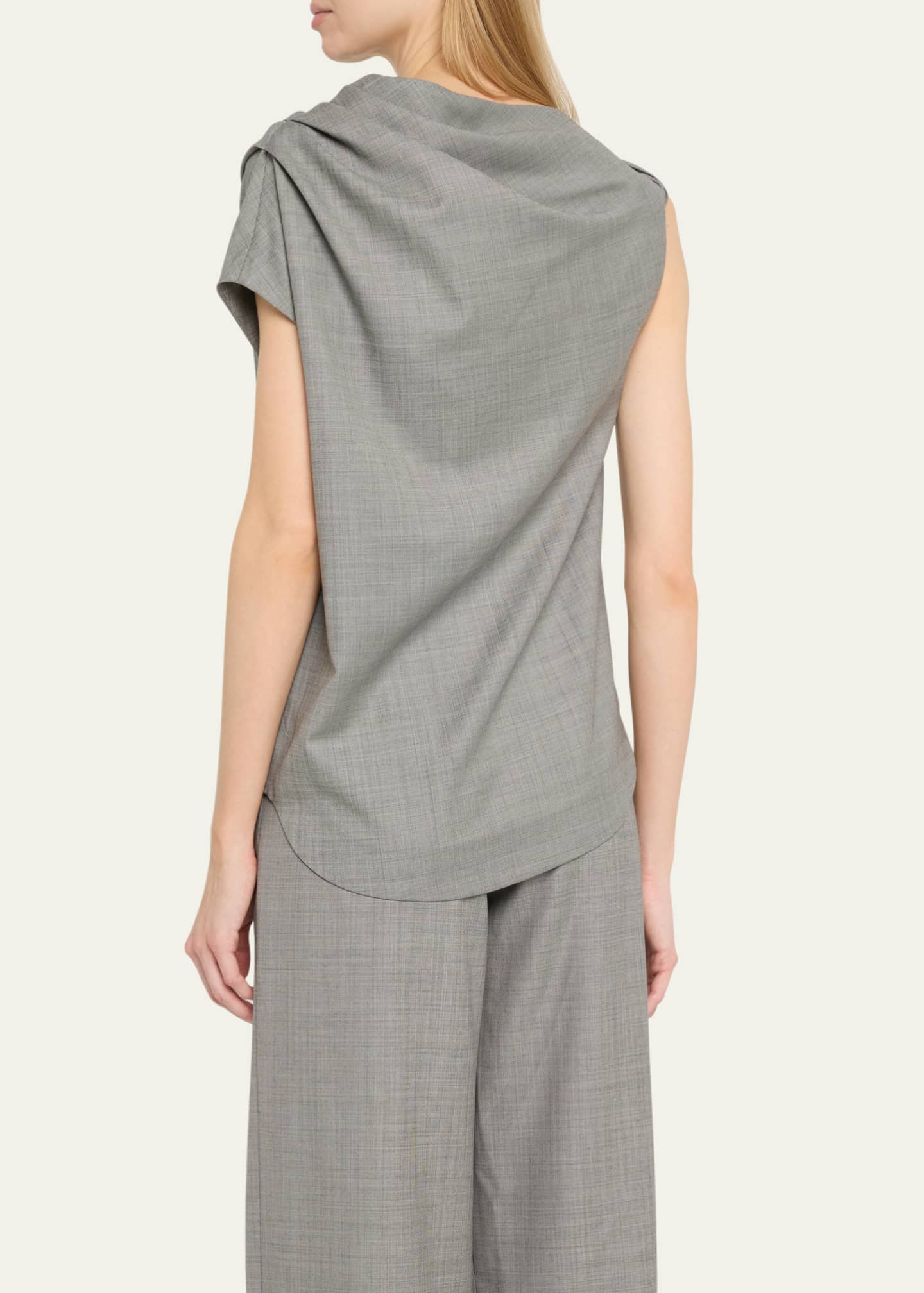 Loulou Studio Lyra Draped Wool Blouse Image 3 of 5