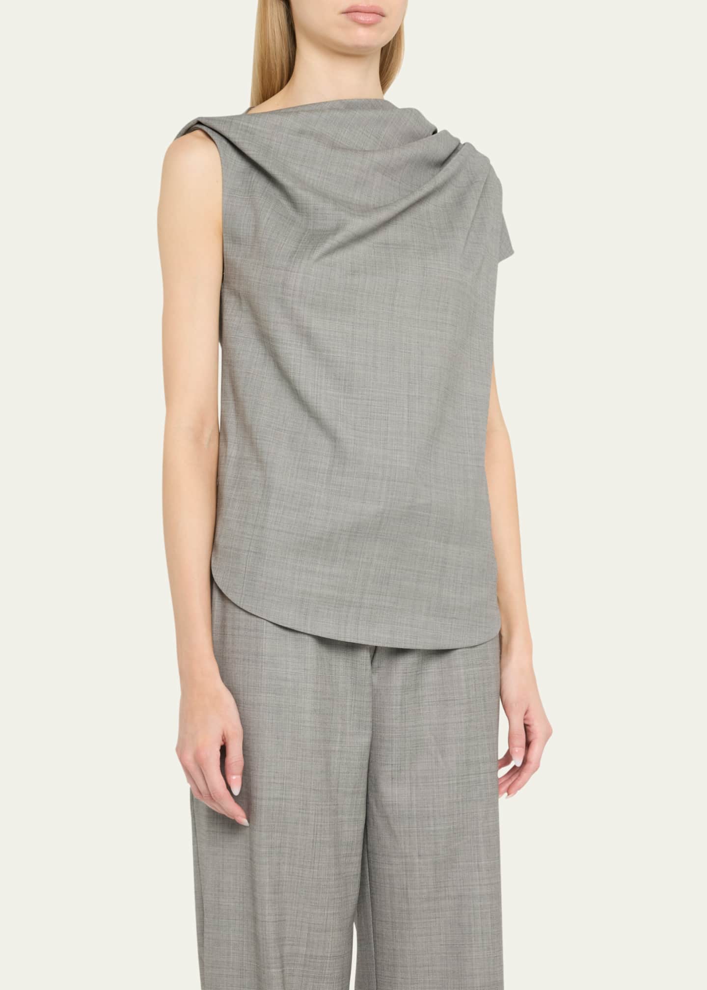Loulou Studio Lyra Draped Wool Blouse Image 4 of 5