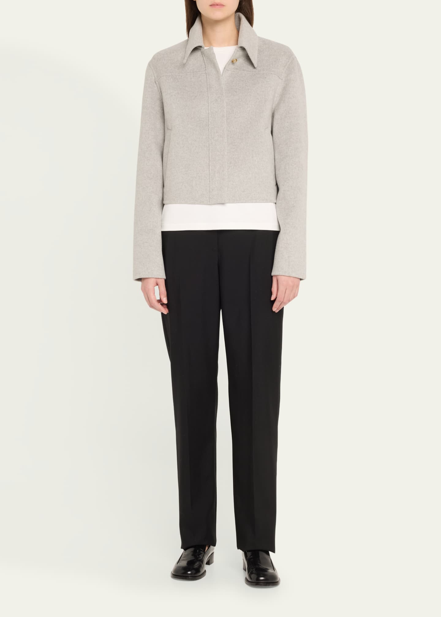 Loulou Studio Zhanna Wool-Cashmere Crop Boxy Coat Image 2 of 5