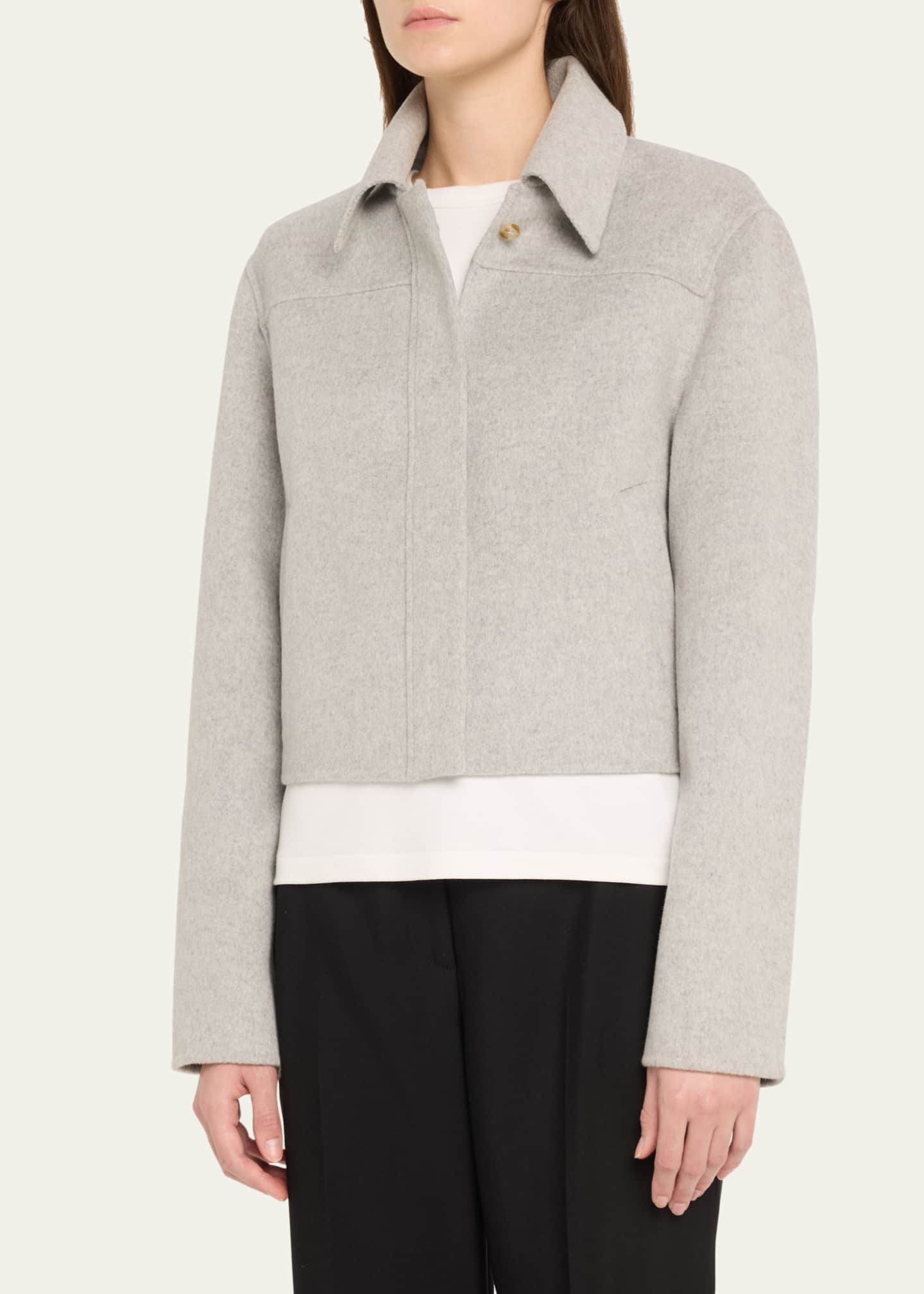 Loulou Studio Zhanna Wool-Cashmere Crop Boxy Coat Image 4 of 5