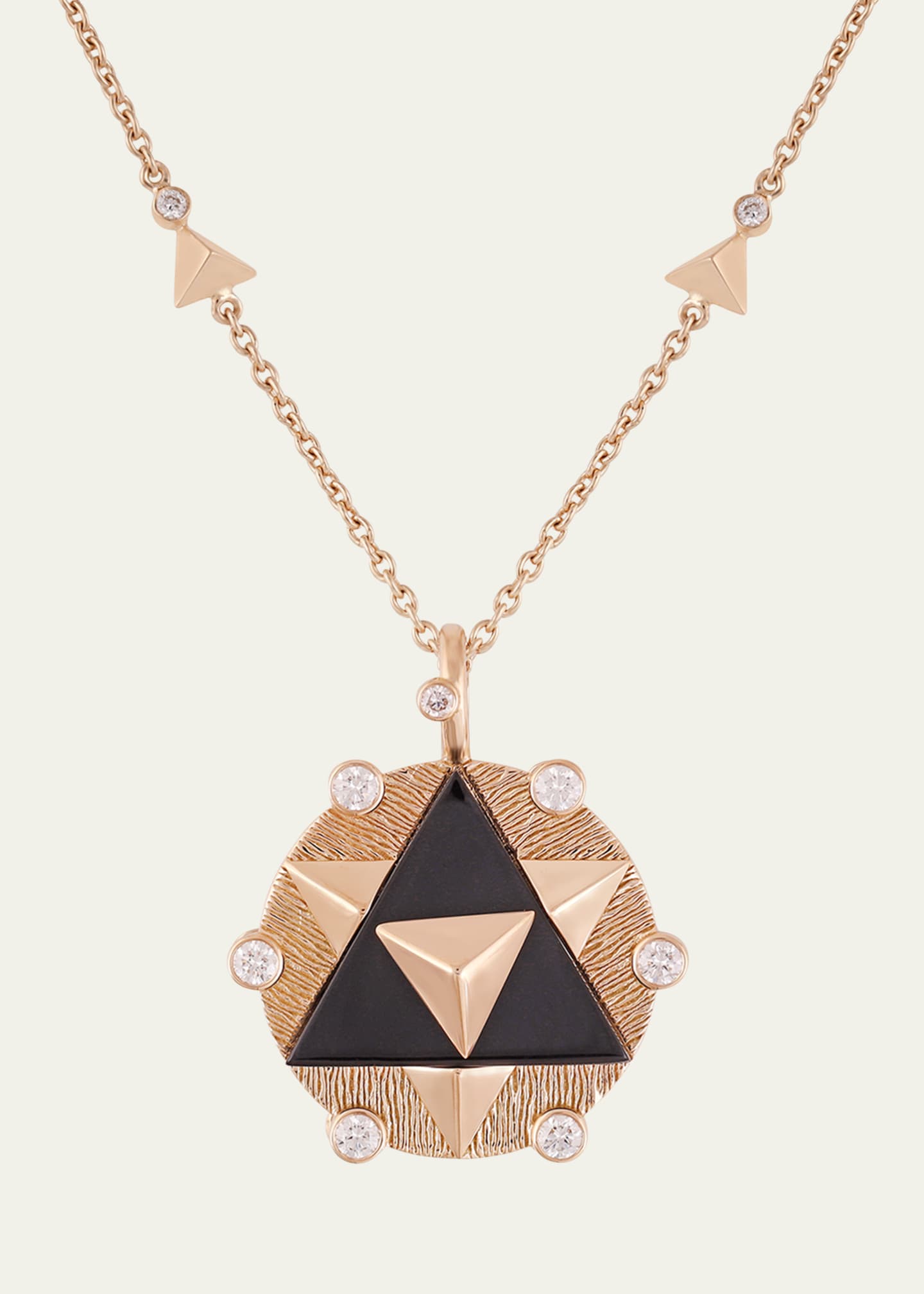 Gyan Jaipur Aravali Yantra Diamond and Black Onyx Pendant Necklace