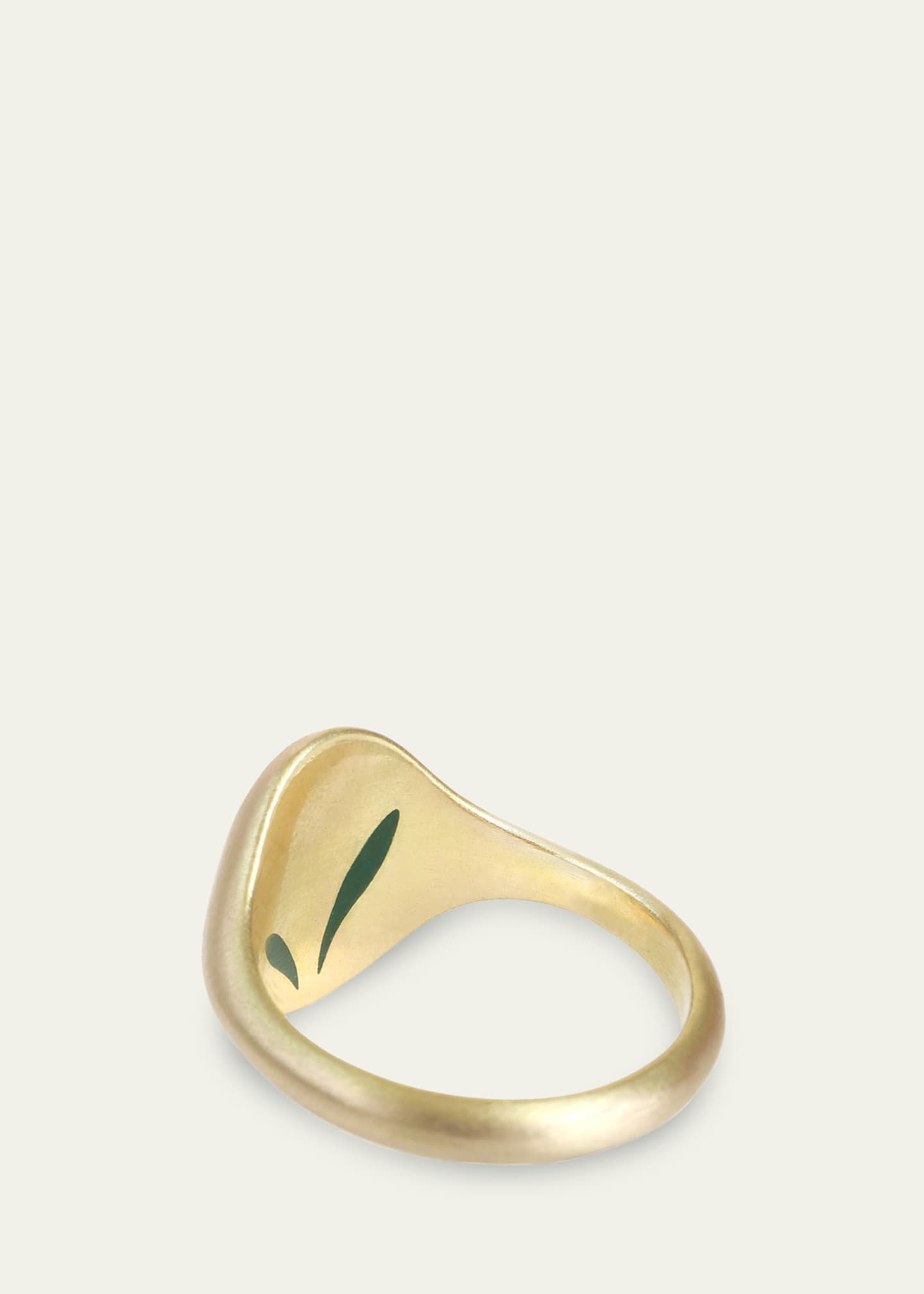 Gwen Barba Lily of the Valley Enamel and Diamond Signet Ring in 18K Yellow Gold Image 3 of 3