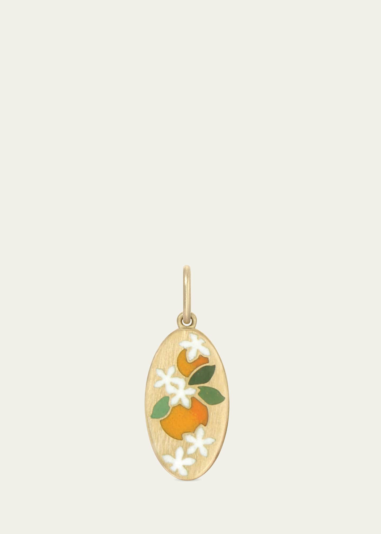 Gwen Barba Orange Blossom Enamel Pendant in 18K Yellow Gold