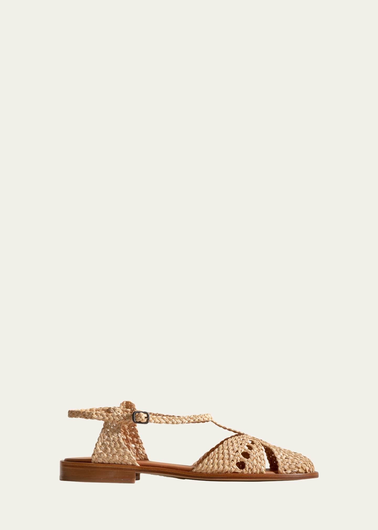 HEREU Sorolla Raffia Ankle-Strap Flats