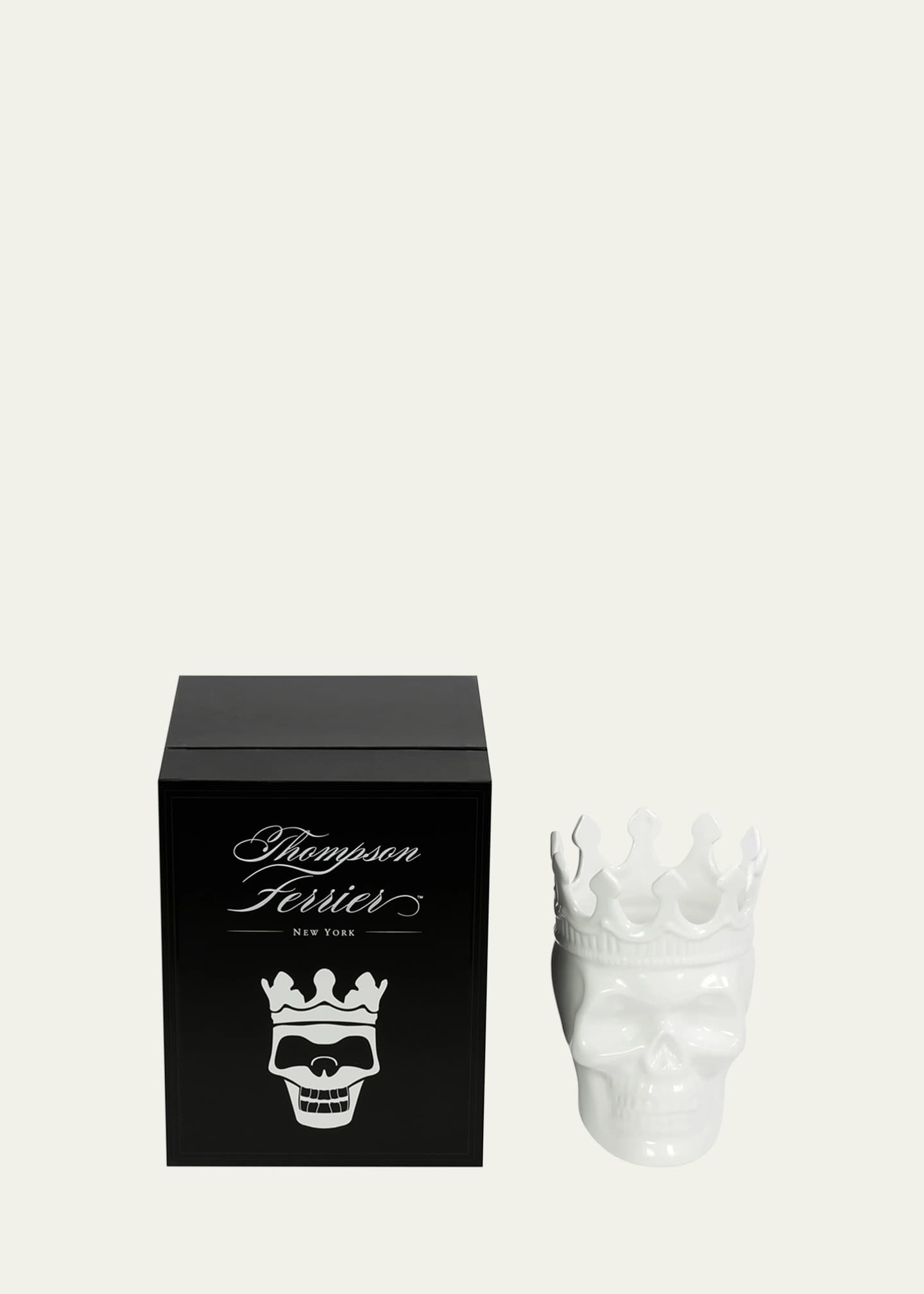 Thompson Ferrier White Louise Skull Candle, 23.3 oz. - Rose de Vents Scent Image 1 of 3
