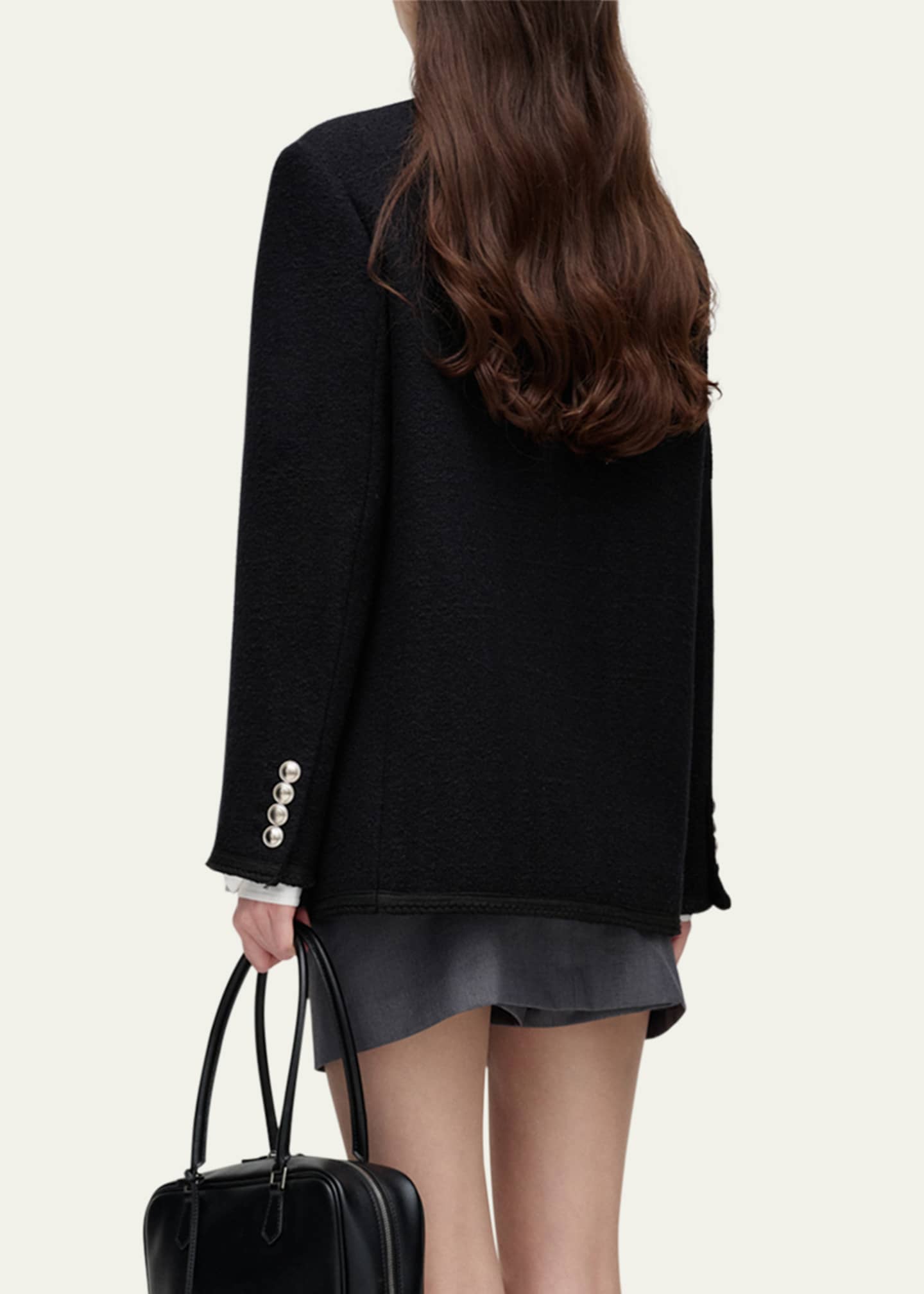 Dunst Oversized Collarless Tweed Jacket, Unisex Image 3 of 5