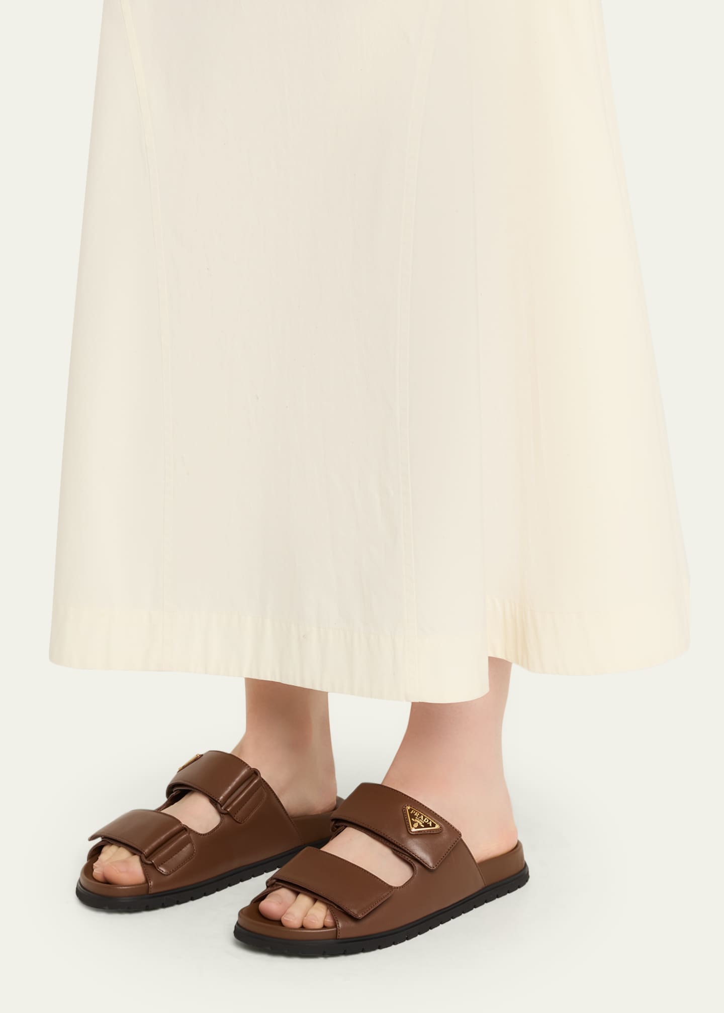 Prada Leather Double-Grip Slide Sandals - Bergdorf Goodman